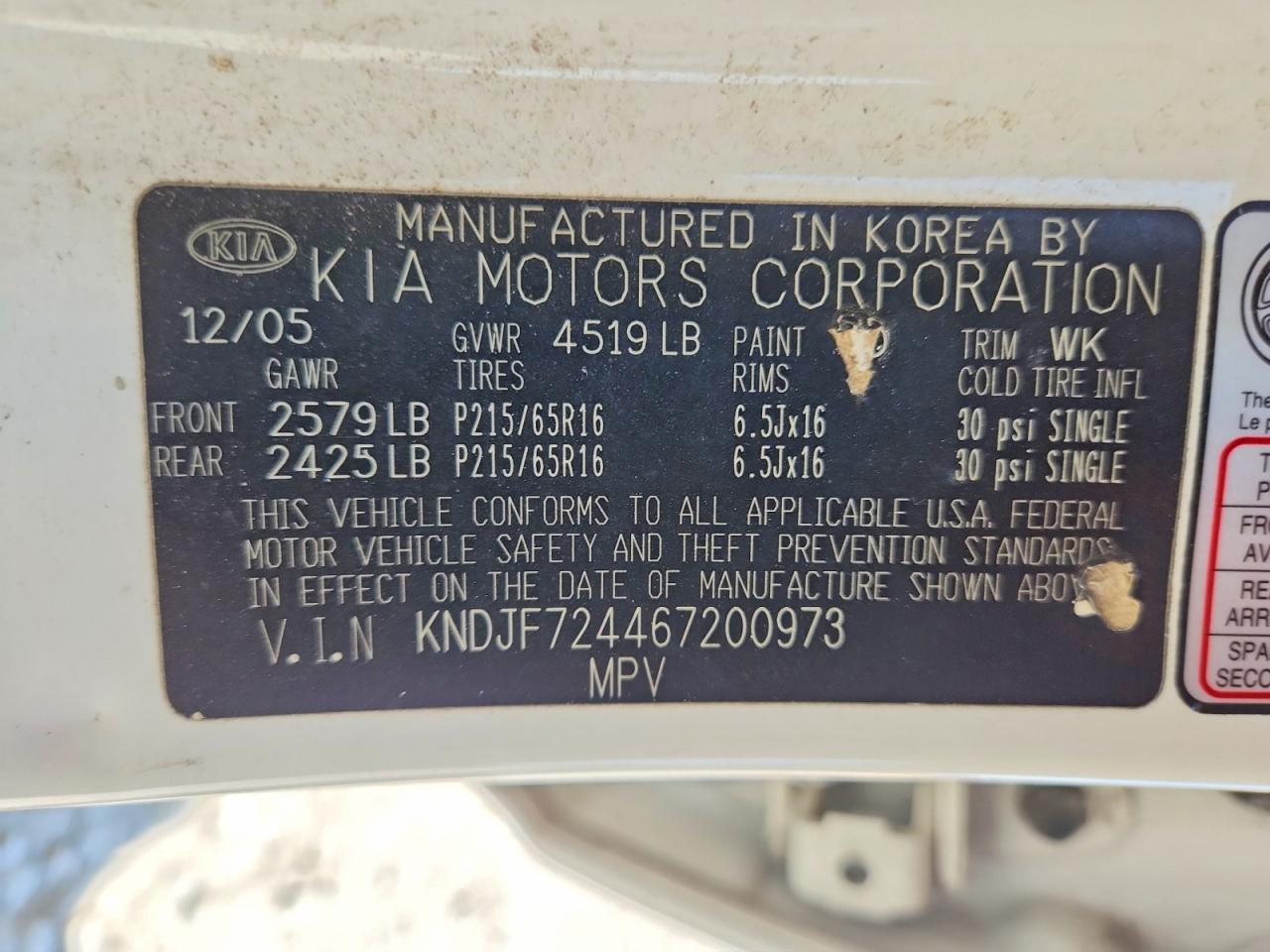 2006 Kia Sportage Lx White vin: KNDJF724467200973
