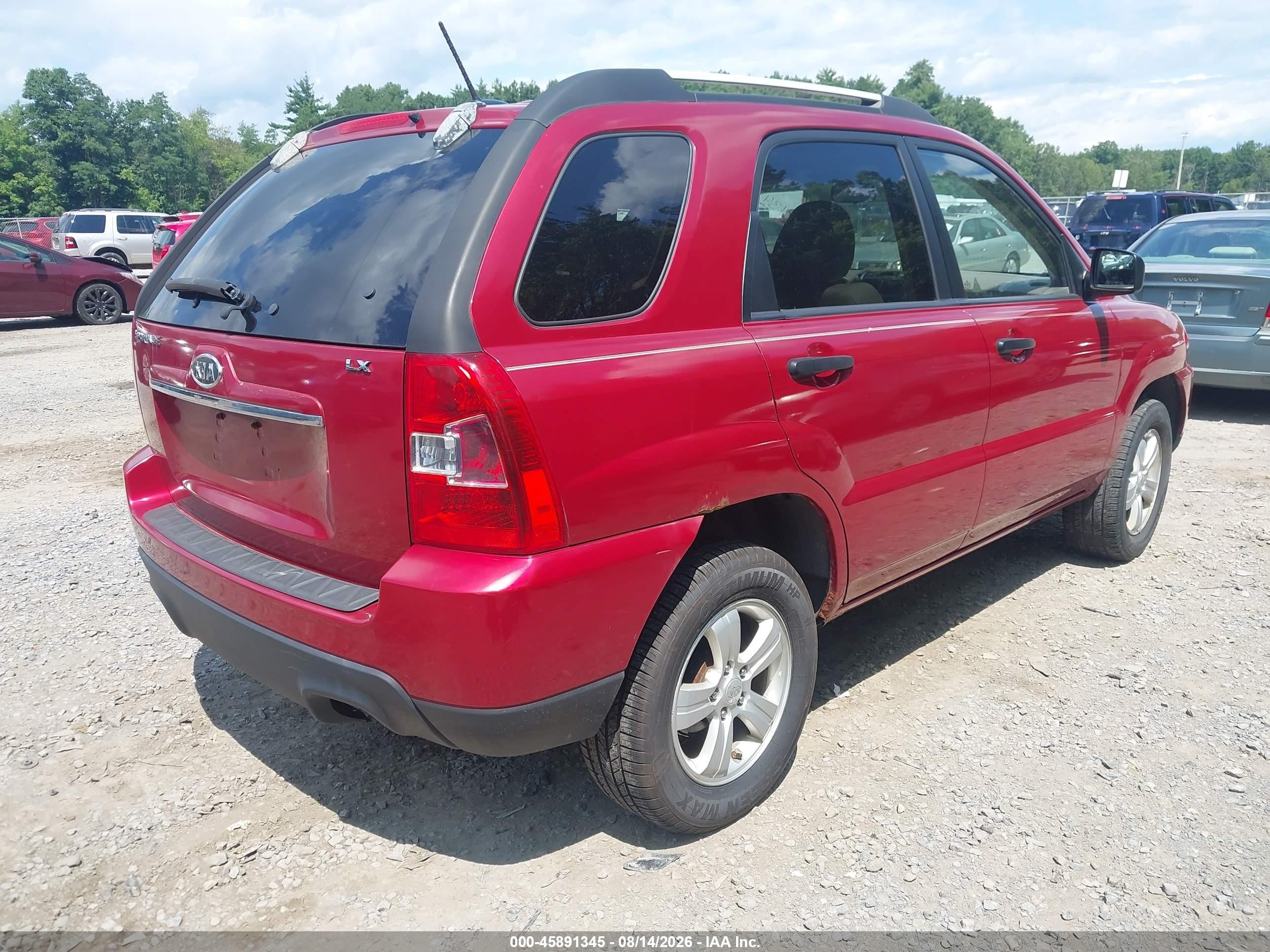 2009 Kia Sportage Lx Red vin: KNDJF724497630359