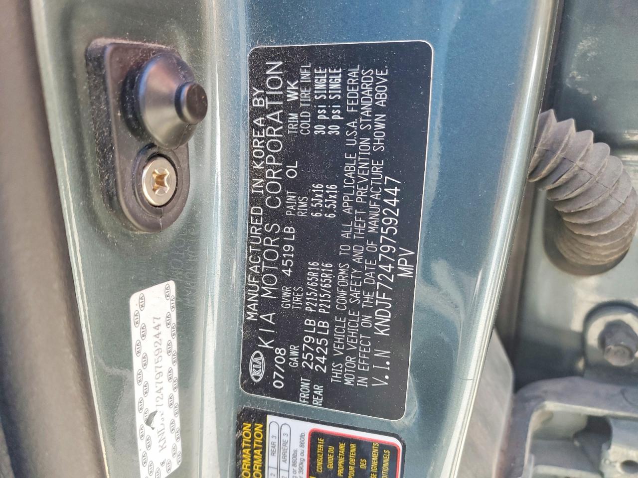 2009 Kia Sportage Lx Teal vin: KNDJF724797592447