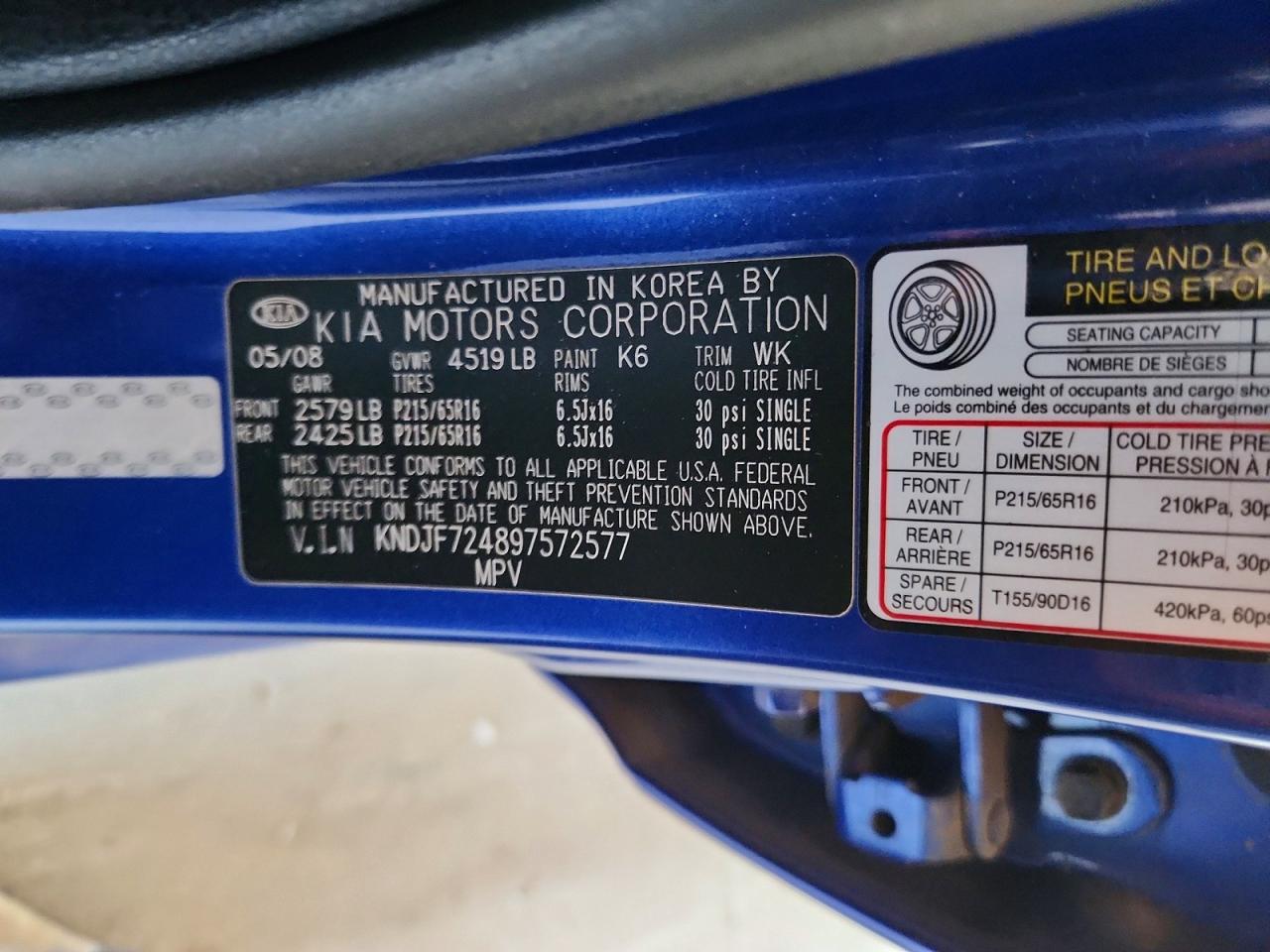 2009 Kia Sportage Lx Blue vin: KNDJF724897572577