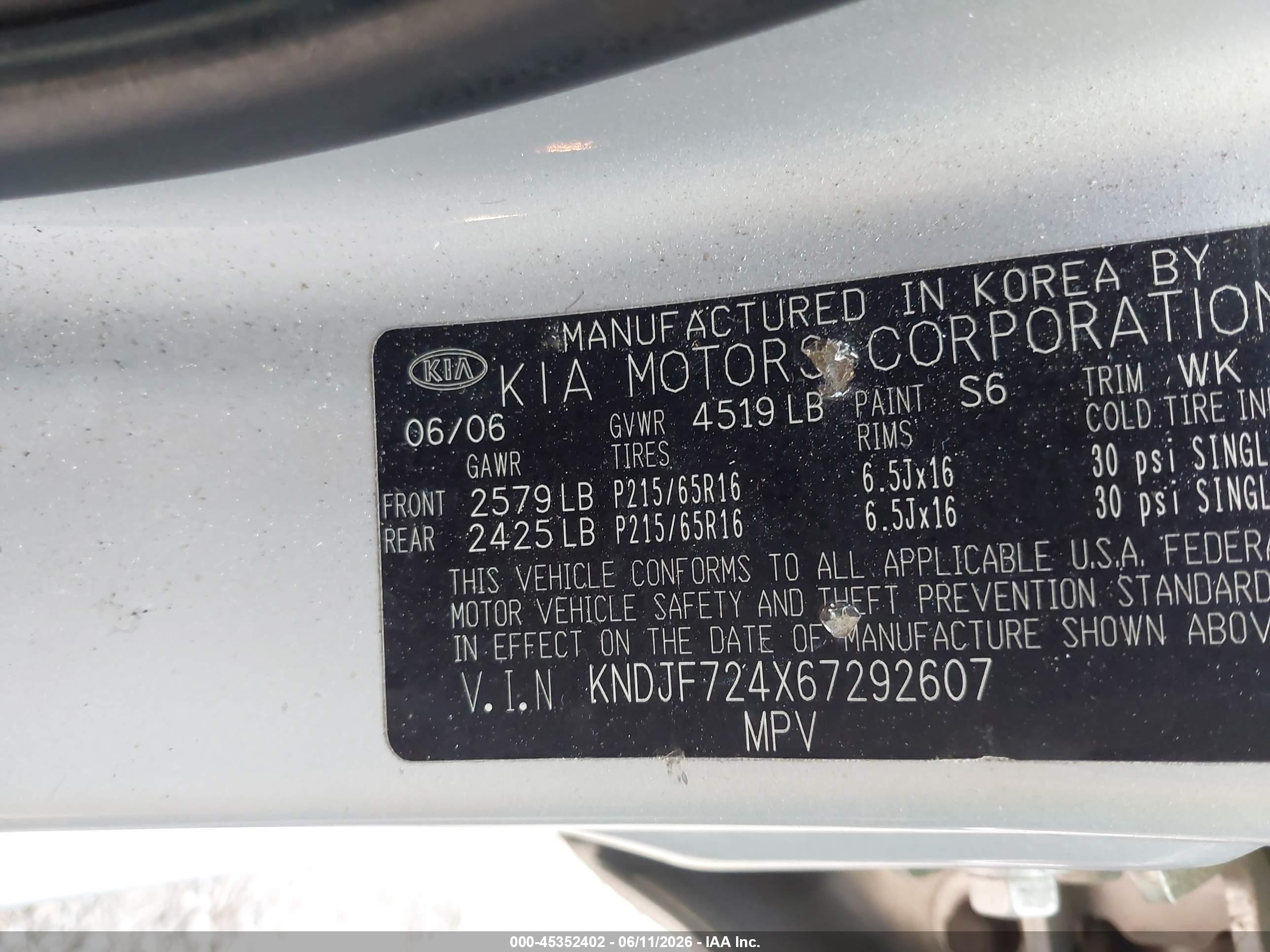 2006 Kia Sportage Lx Silver vin: KNDJF724X67292607