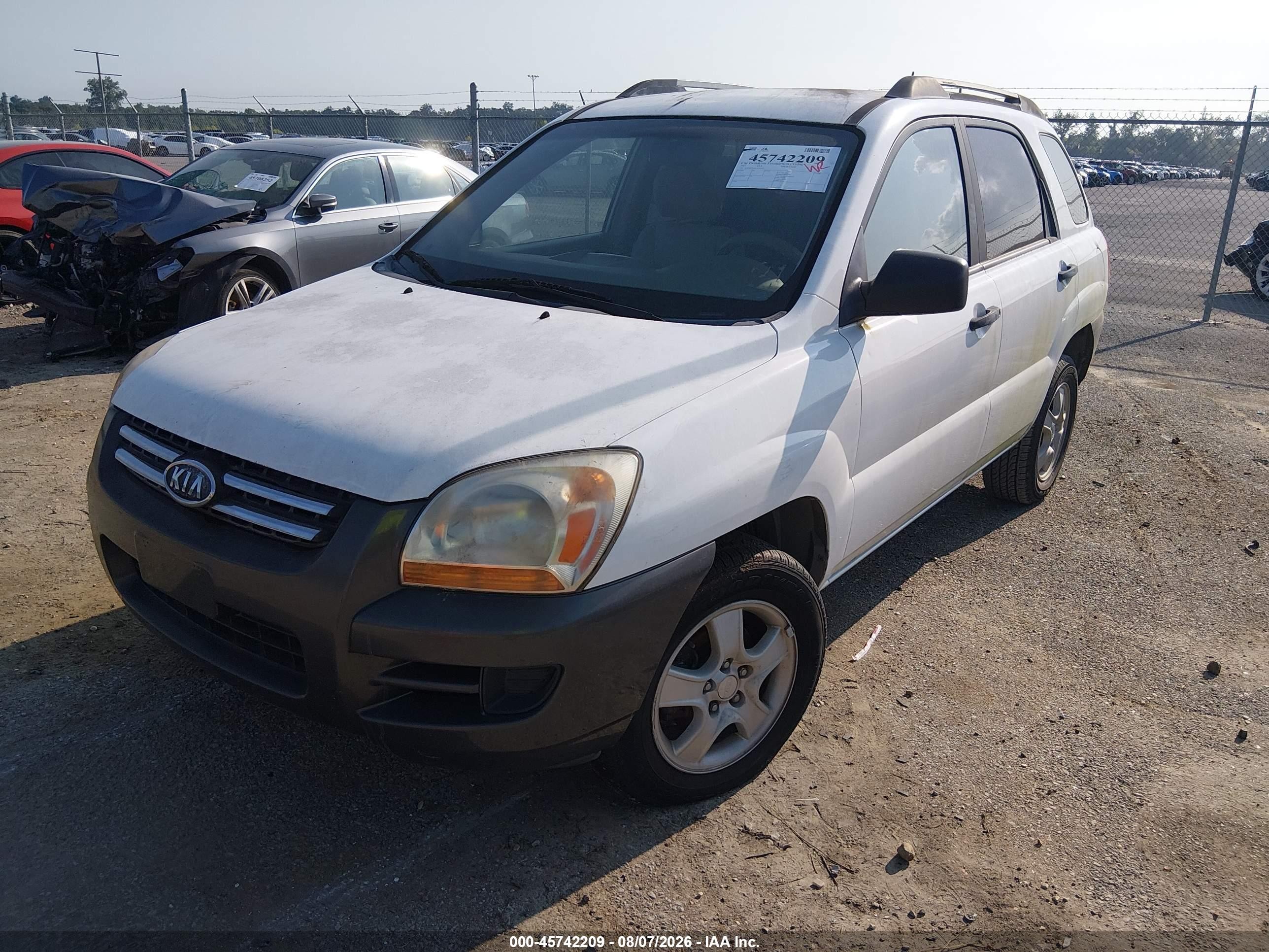 2007 Kia Sportage Lx White vin: KNDJF724X77333013