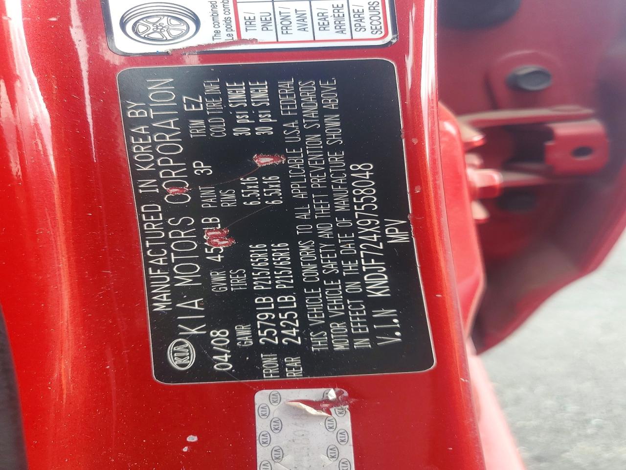 2009 Kia Sportage Lx Red vin: KNDJF724X97558048
