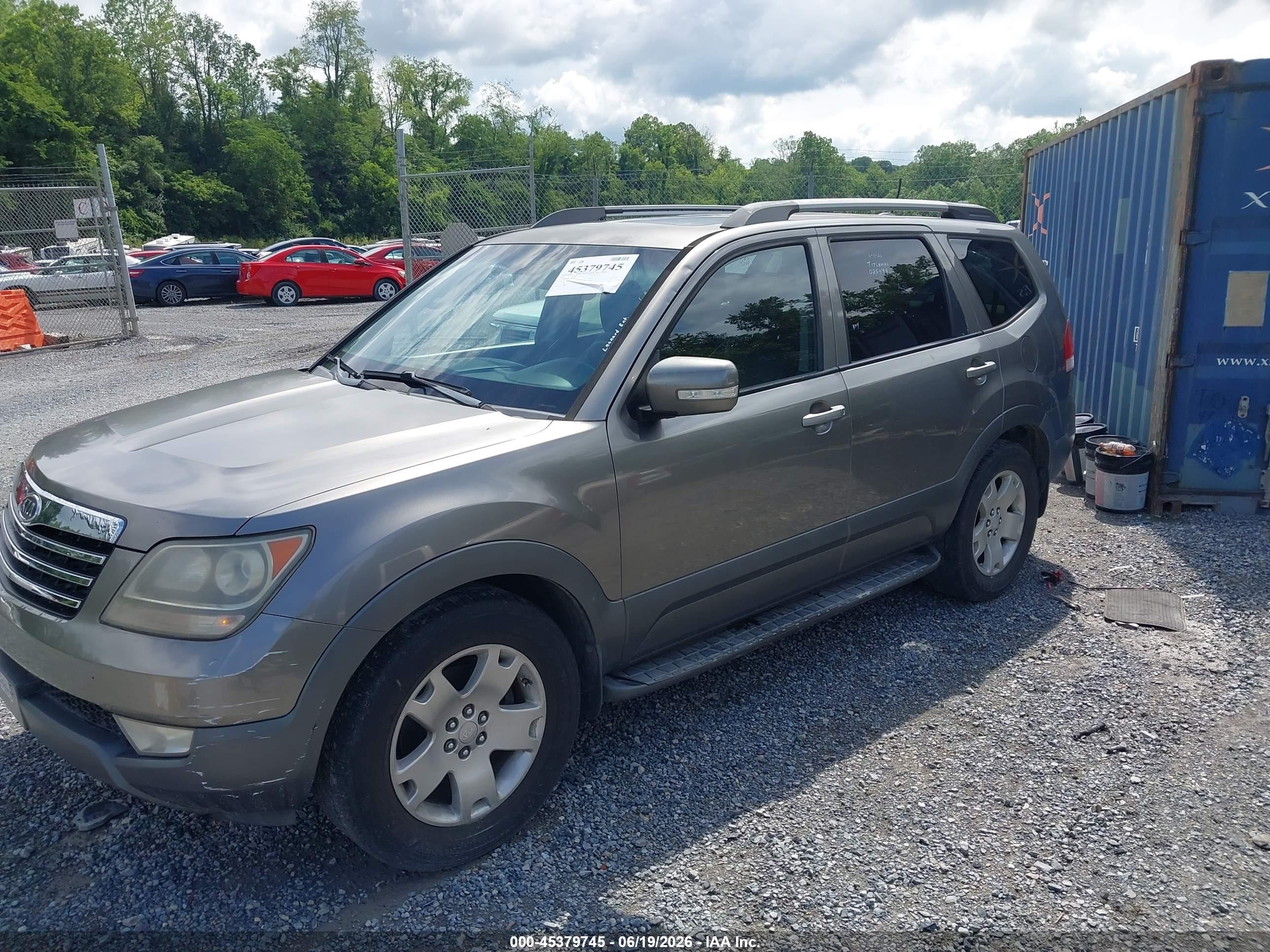 2009 Kia Borrego Ex V6 Gray vin: KNDJJ741195025499