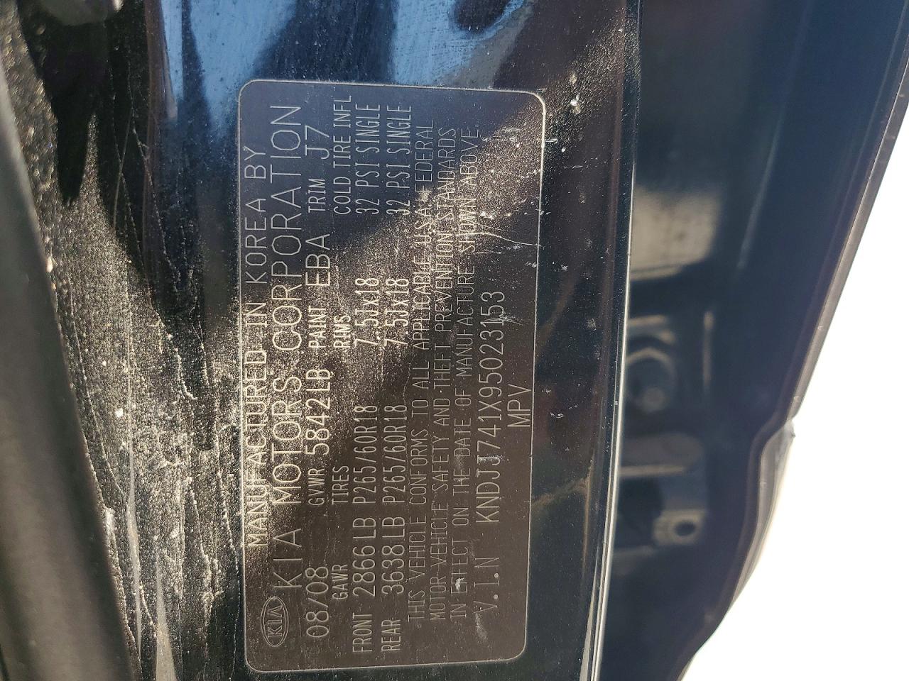 2009 Kia Borrego Lx Черный vin: KNDJJ741X95023153