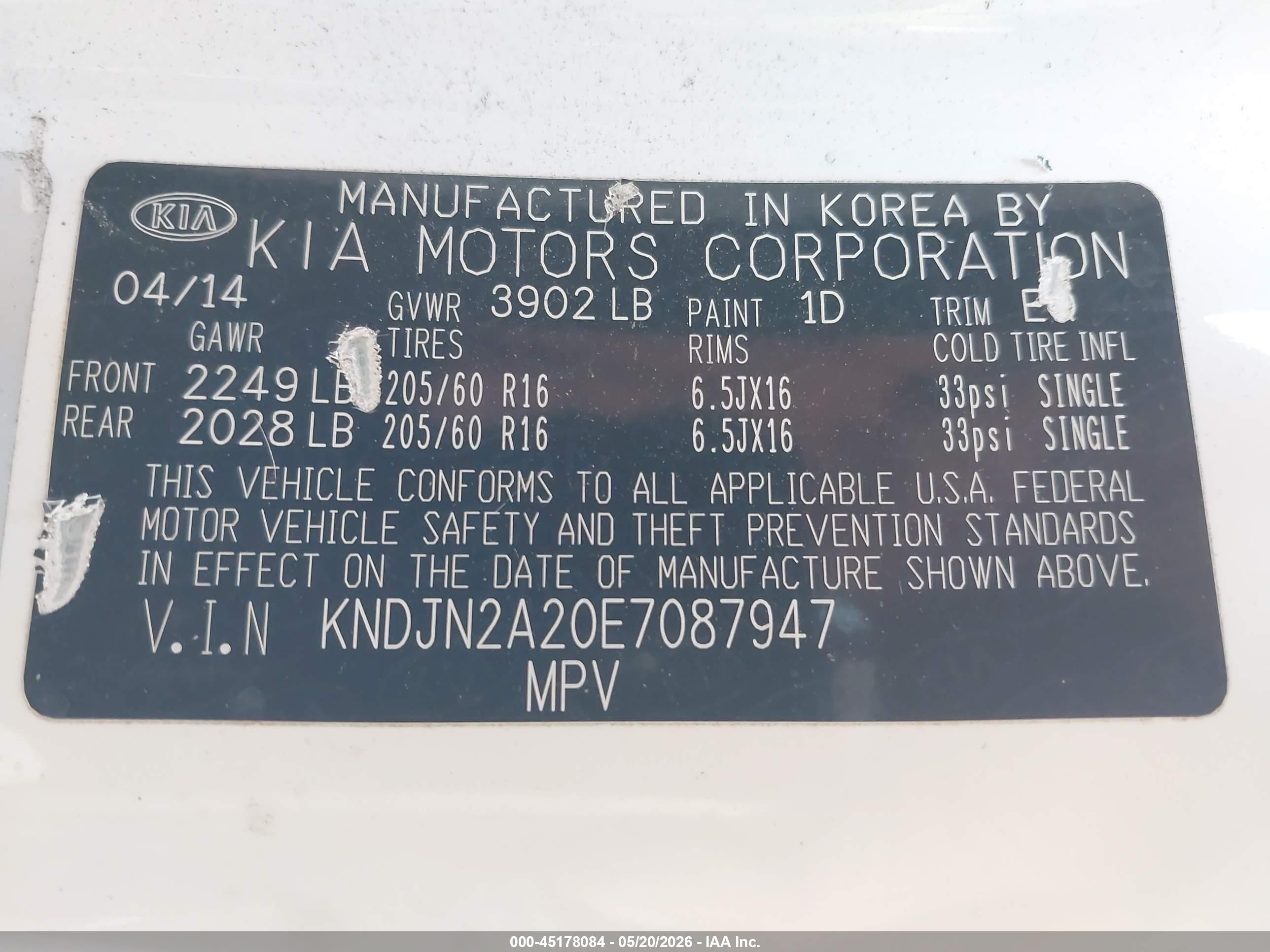 2014 Kia Soul ! White vin: KNDJN2A20E7087947