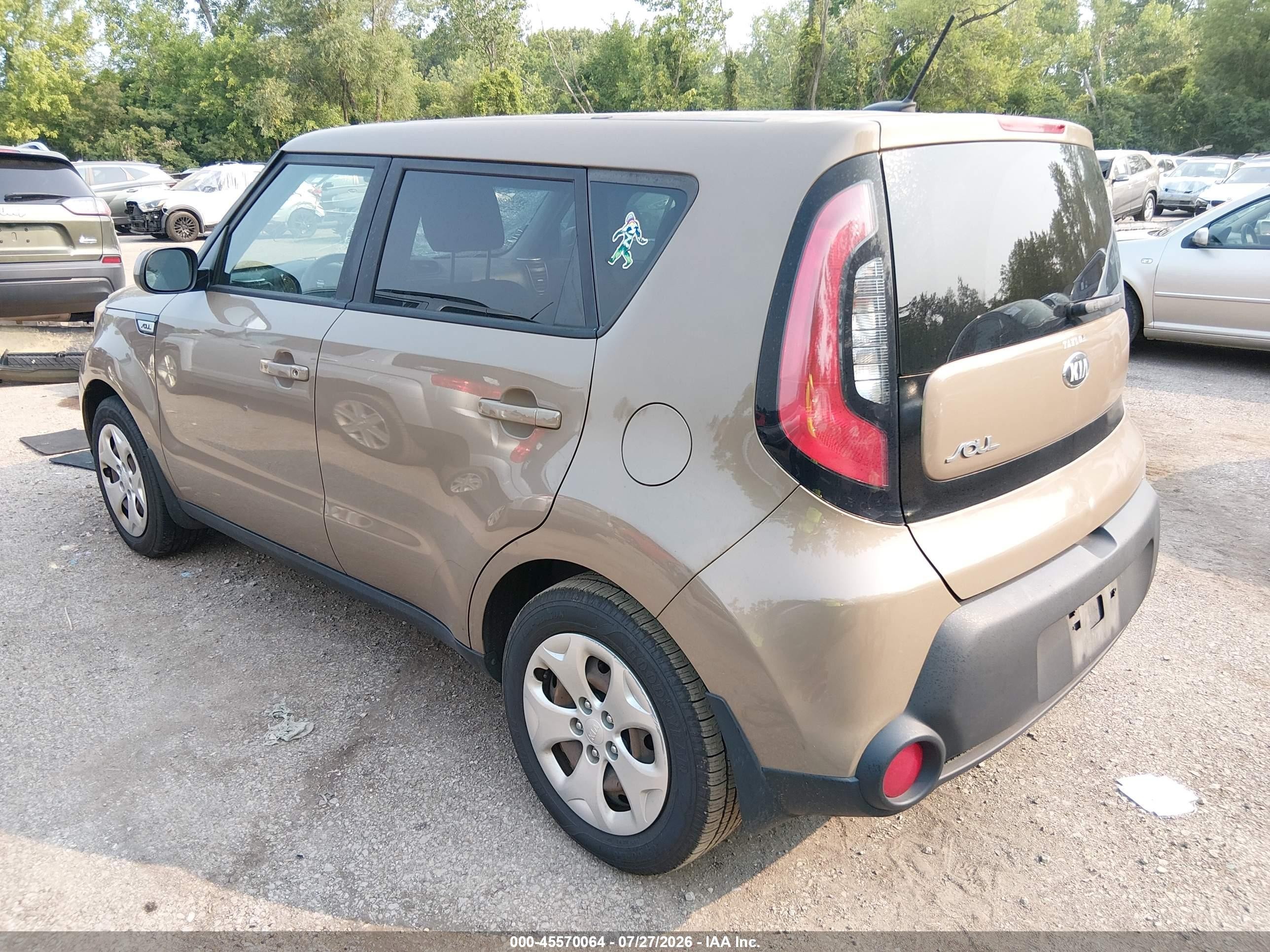2015 Kia Soul   Коричневый vin: KNDJN2A20F7227514