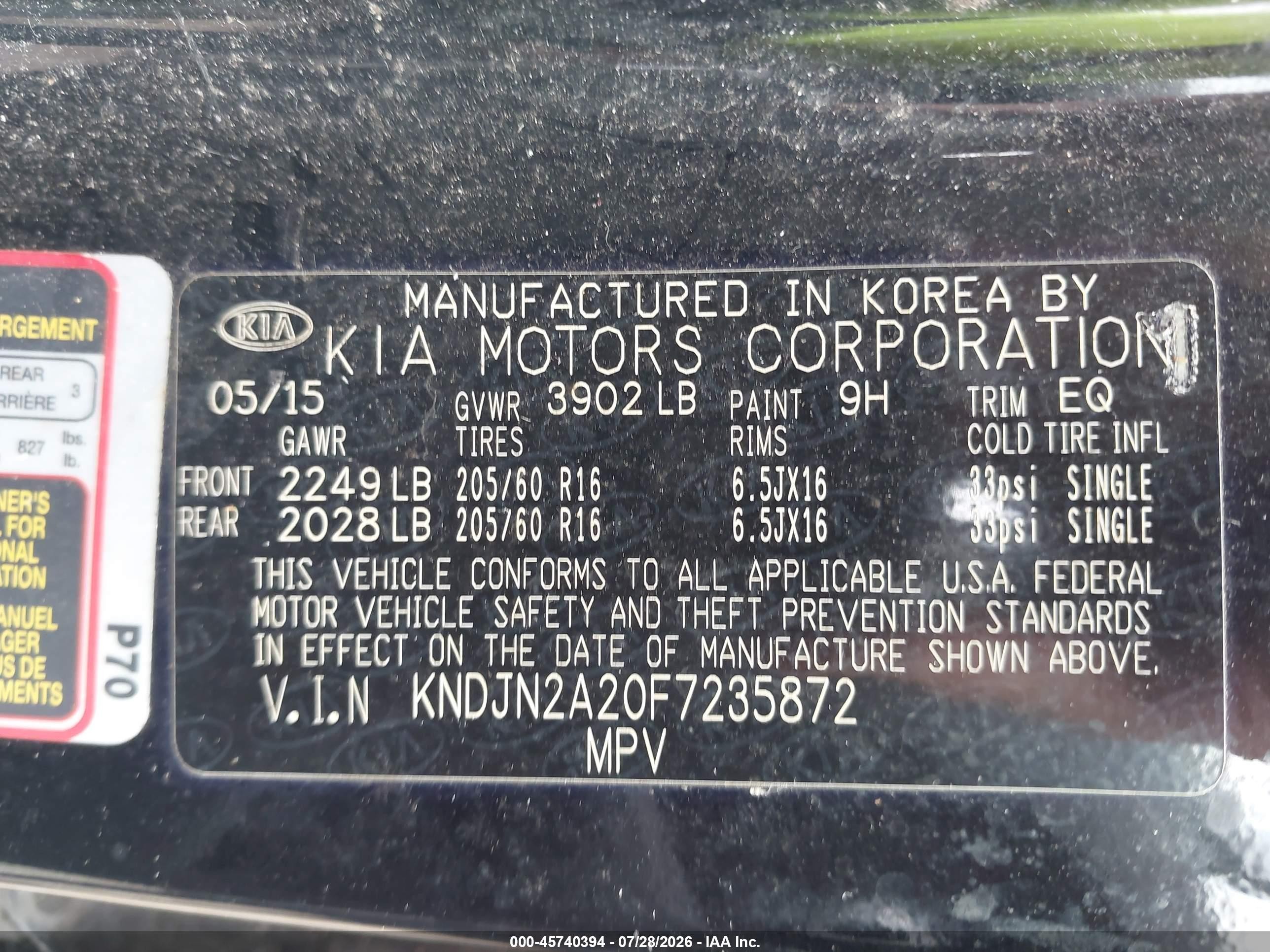 2015 Kia Soul   Black vin: KNDJN2A20F7235872