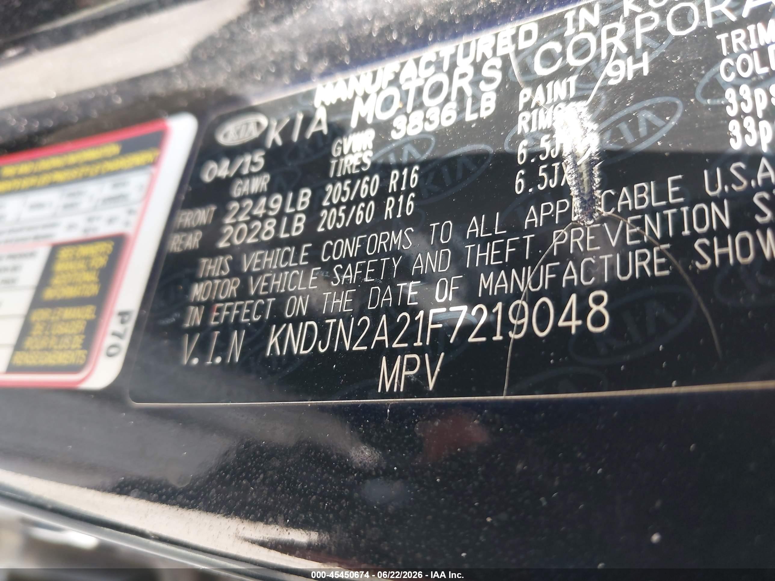 2015 Kia Soul   Black vin: KNDJN2A21F7219048