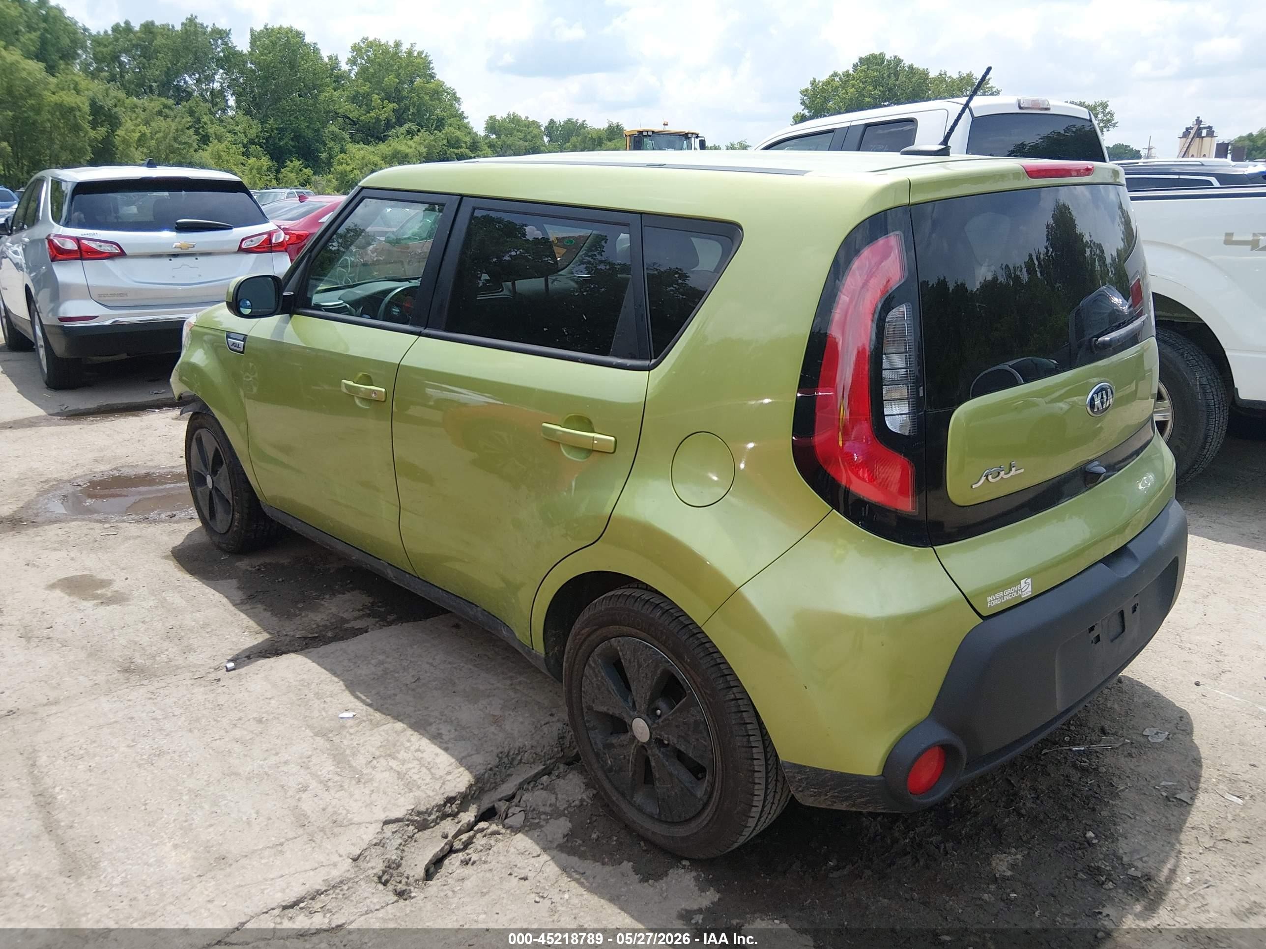 2015 Kia Soul   Green vin: KNDJN2A21F7783007