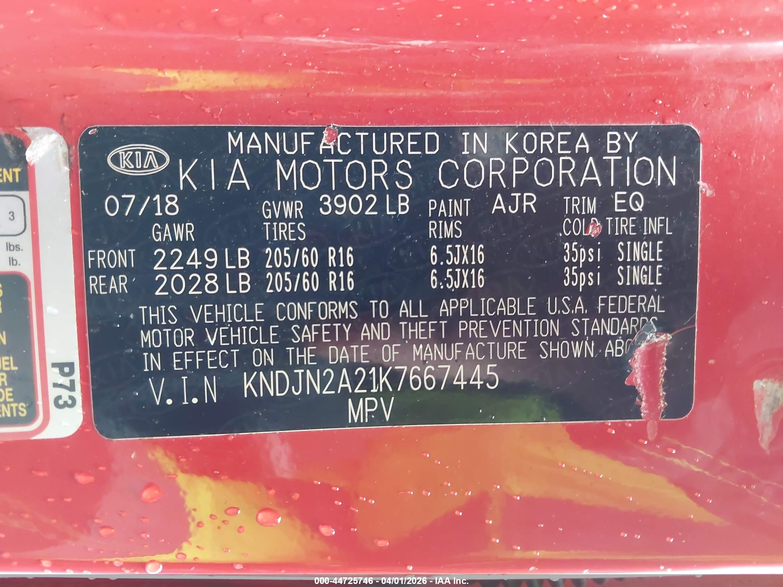2019 Kia Soul   Red vin: KNDJN2A21K7667445