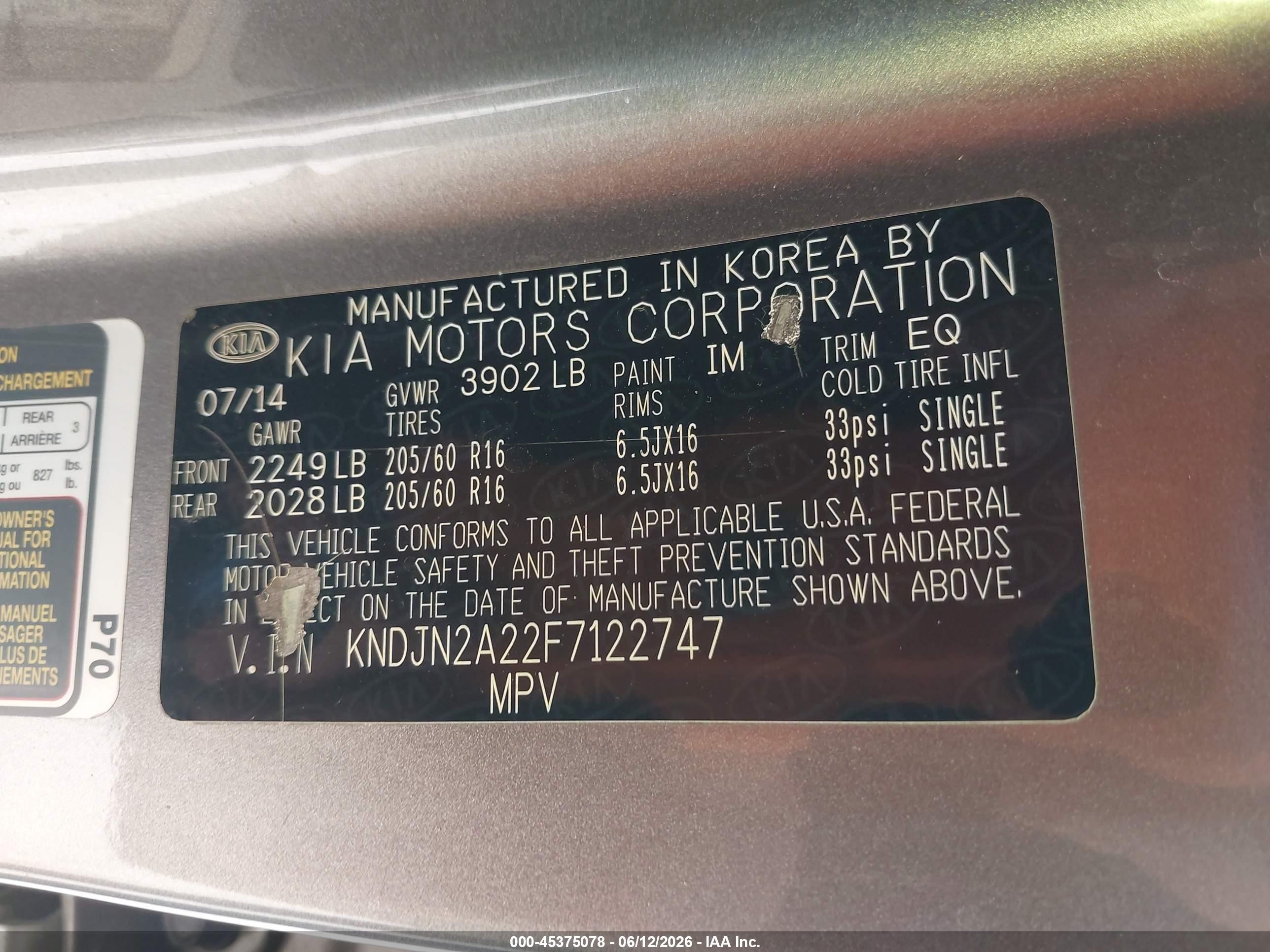 2015 Kia Soul   Gray vin: KNDJN2A22F7122747