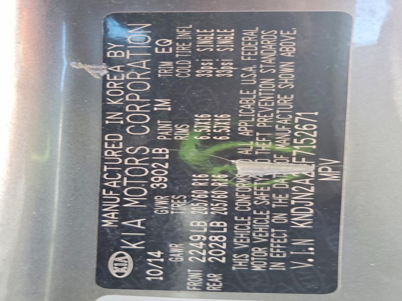 2015 Kia Soul Base Gray vin: KNDJN2A22F7152671