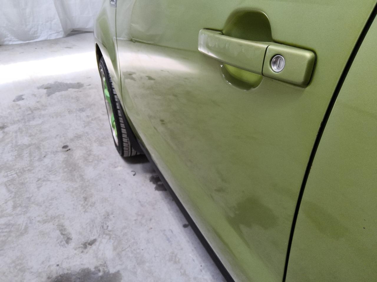 2015 Kia Soul Base Green vin: KNDJN2A22F7791410 Damage: Left Front Door Handle, Peeling, 5 To 6 Inches
