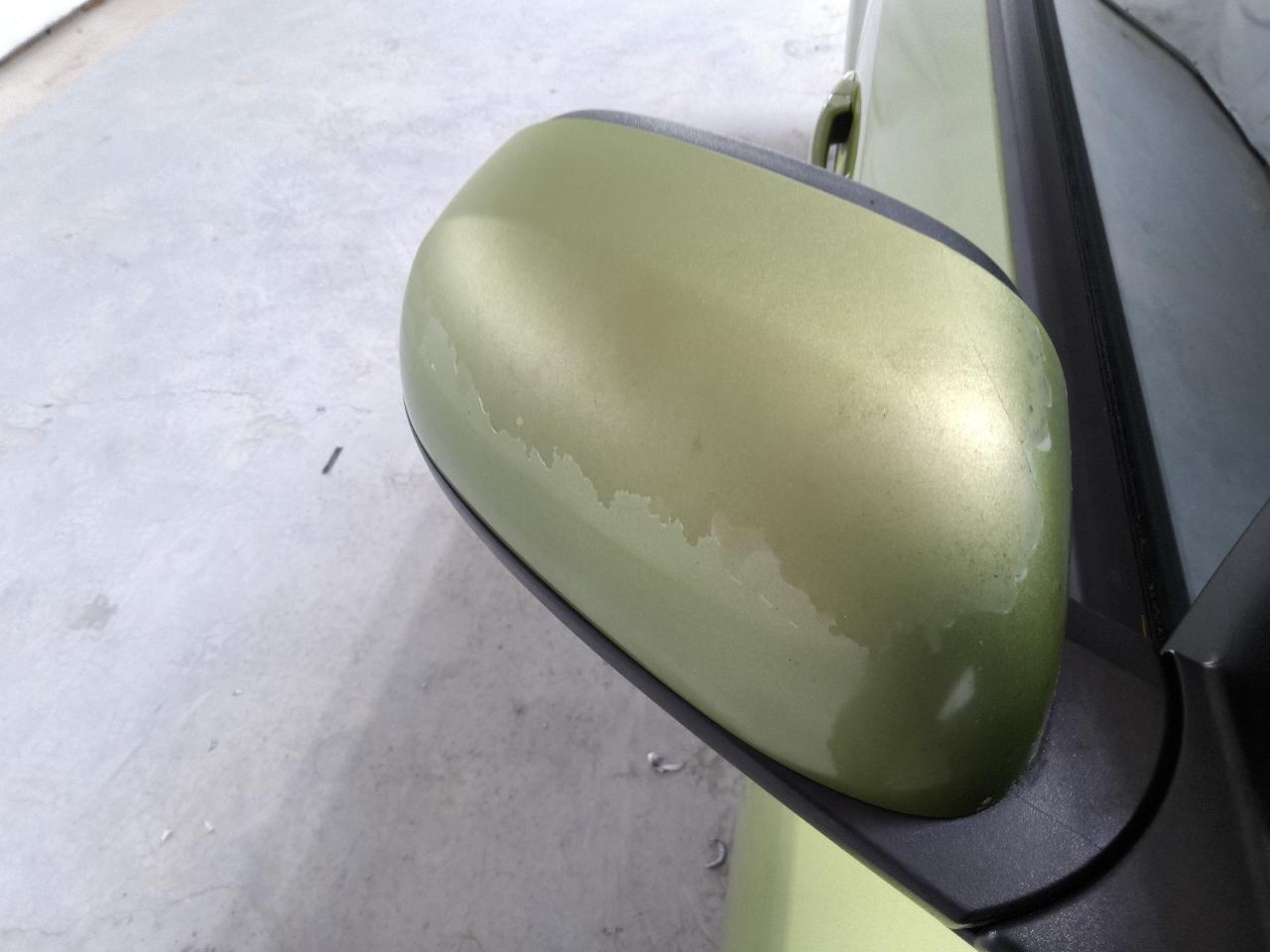 2015 Kia Soul Base Green vin: KNDJN2A22F7791410 Damage: Rf Mirror Cover, Peeling, 9 To 10 Inches