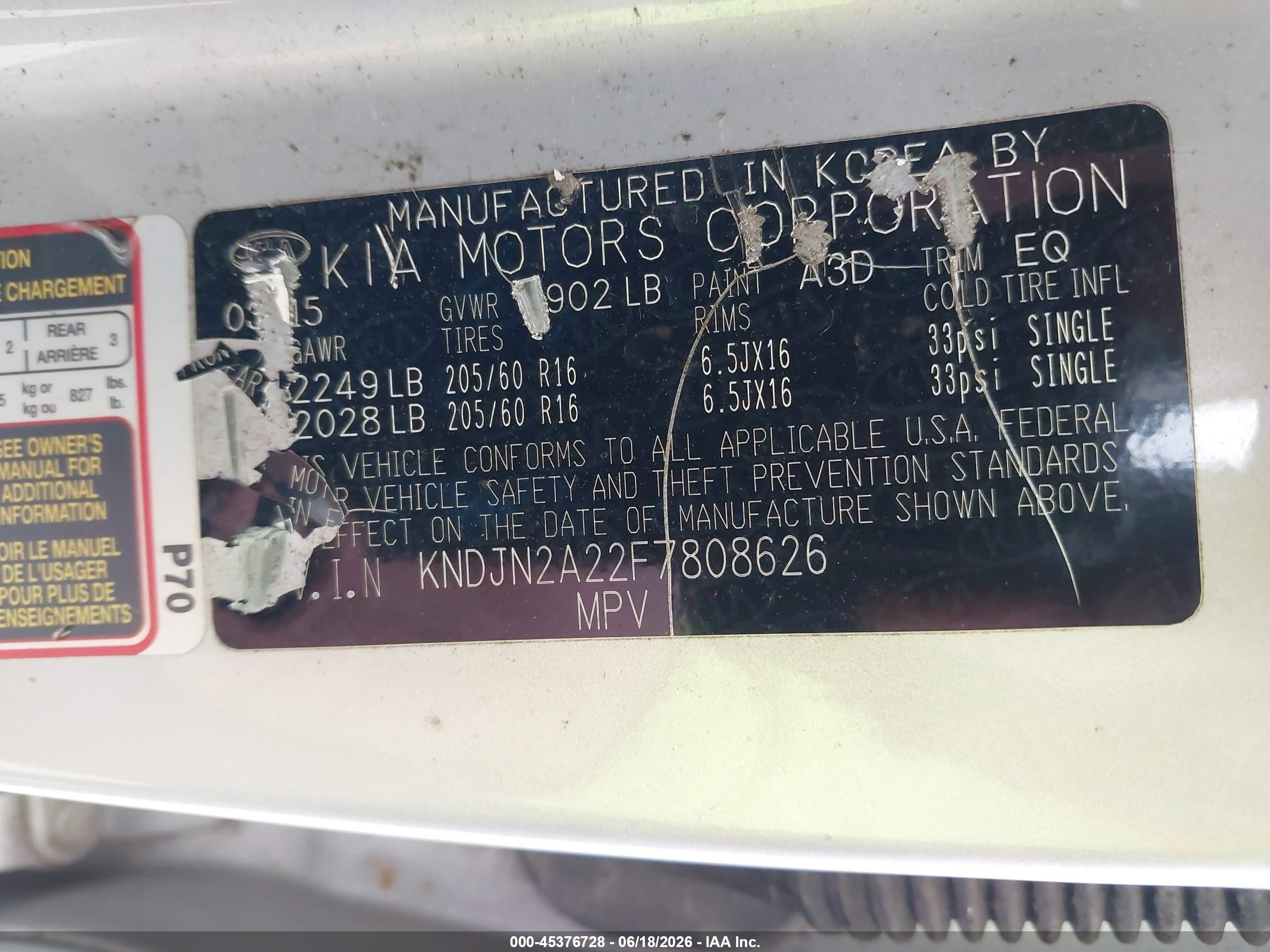 2015 Kia Soul   Silver vin: KNDJN2A22F7808626