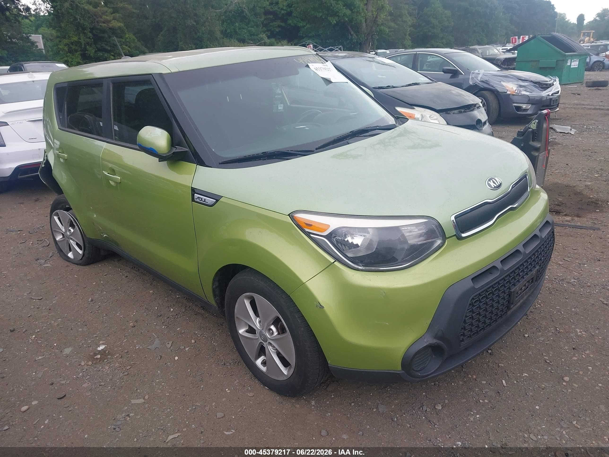 2015 Kia Soul   Green vin: KNDJN2A22F7811400