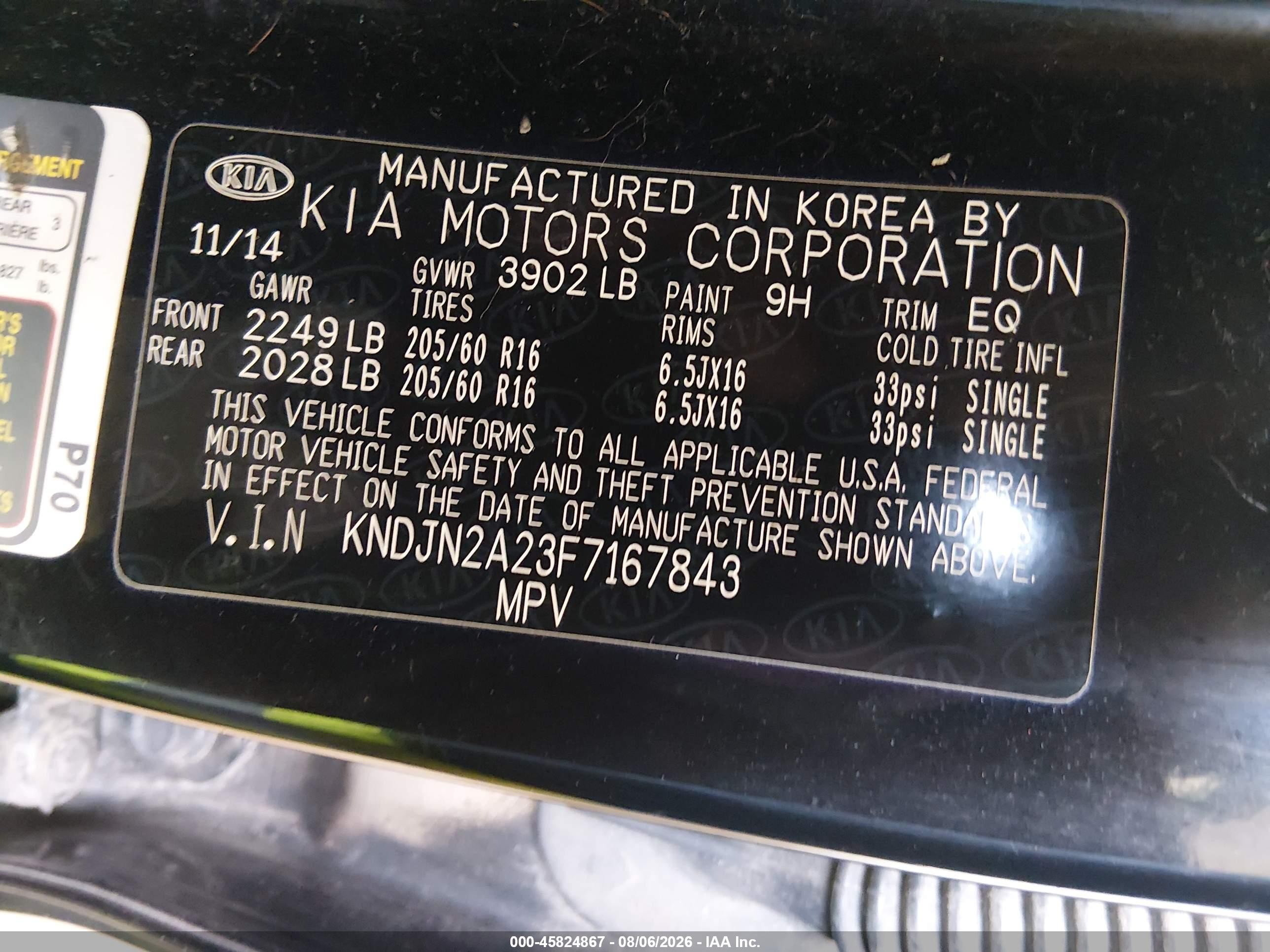 2015 Kia Soul   Black vin: KNDJN2A23F7167843