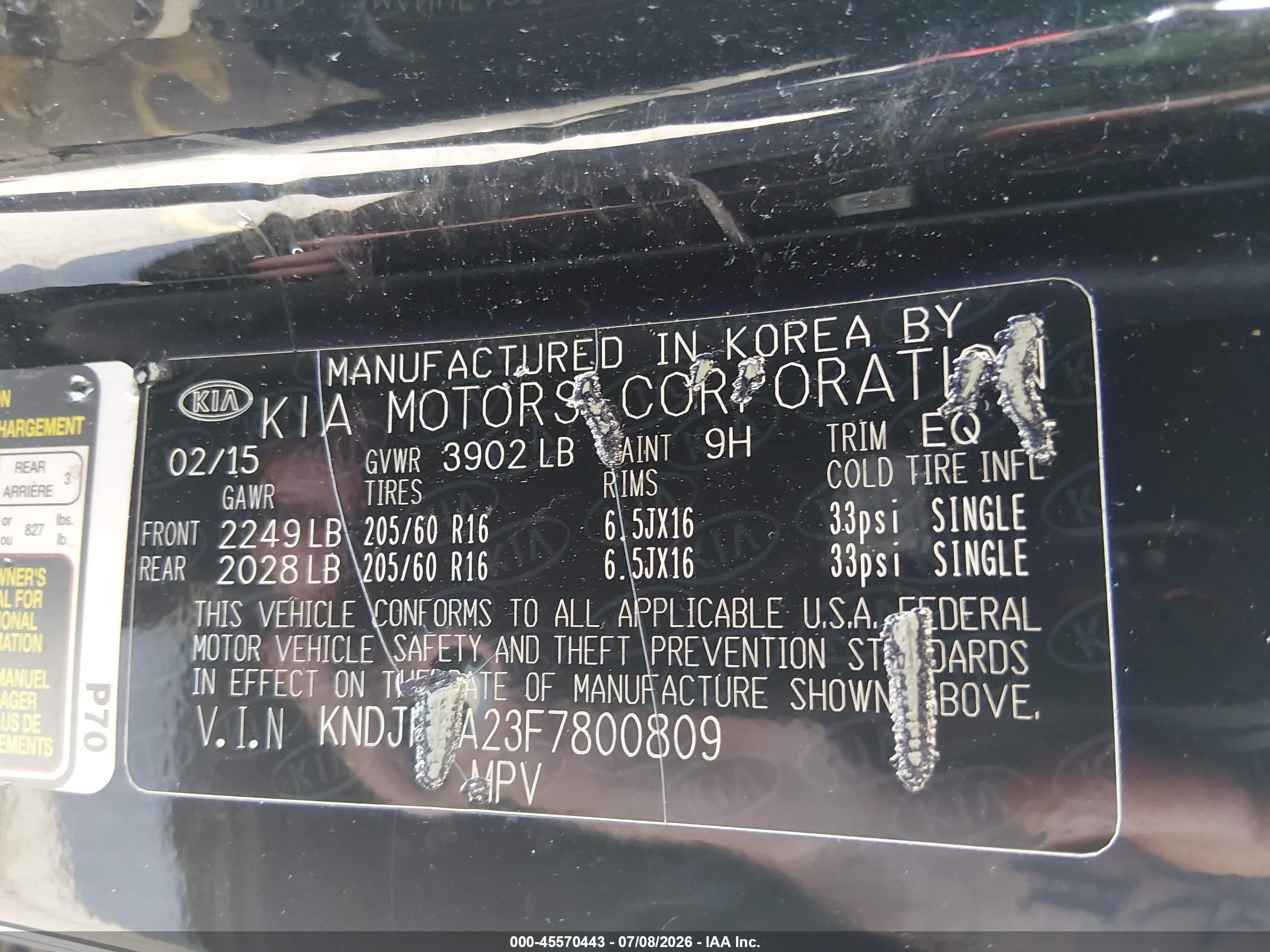 2015 Kia Soul   Black vin: KNDJN2A23F7800809