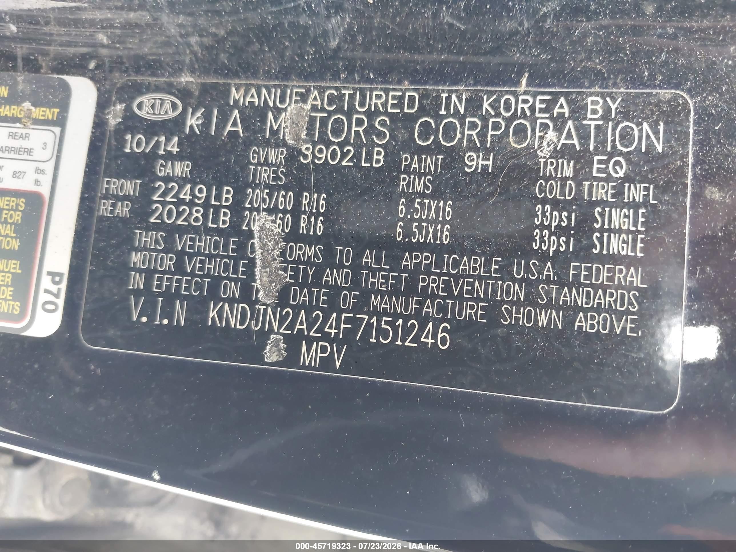 2015 Kia Soul   Black vin: KNDJN2A24F7151246
