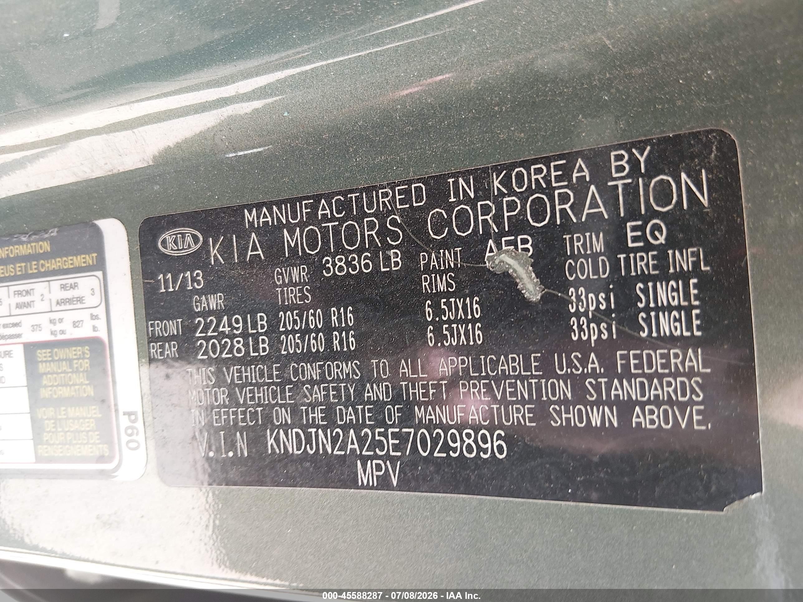 2014 Kia Soul   Green vin: KNDJN2A25E7029896