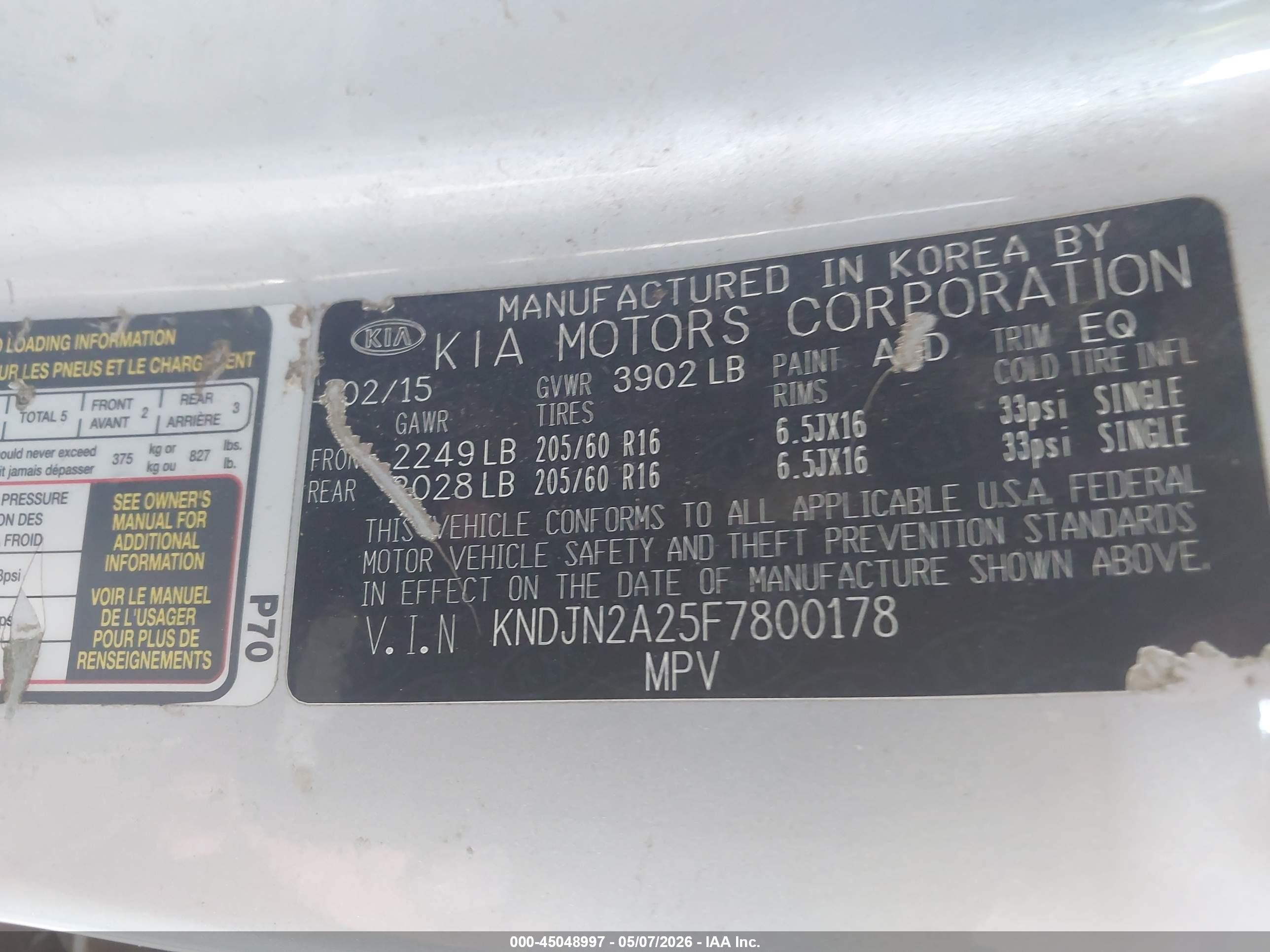 2015 Kia Soul   Silver vin: KNDJN2A25F7800178