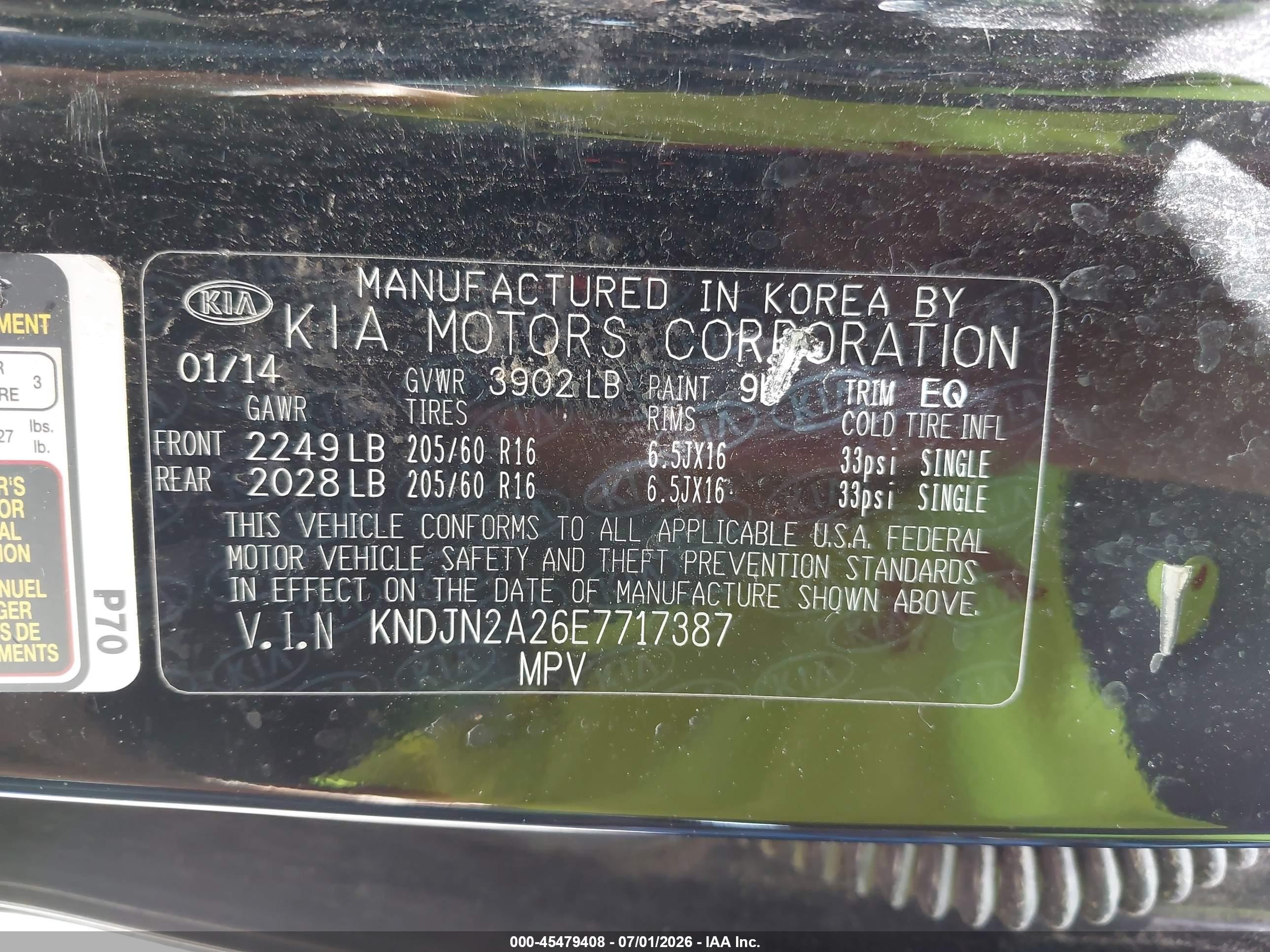 2014 Kia Soul   Black vin: KNDJN2A26E7717387