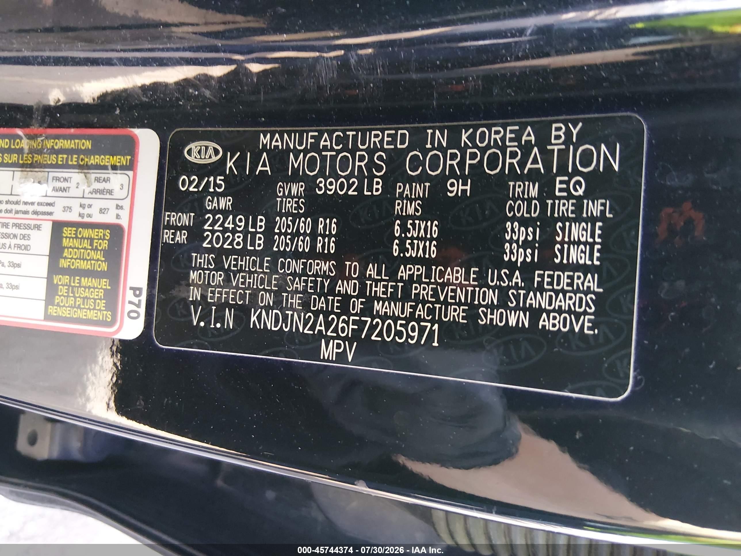 2015 Kia Soul   Black vin: KNDJN2A26F7205971