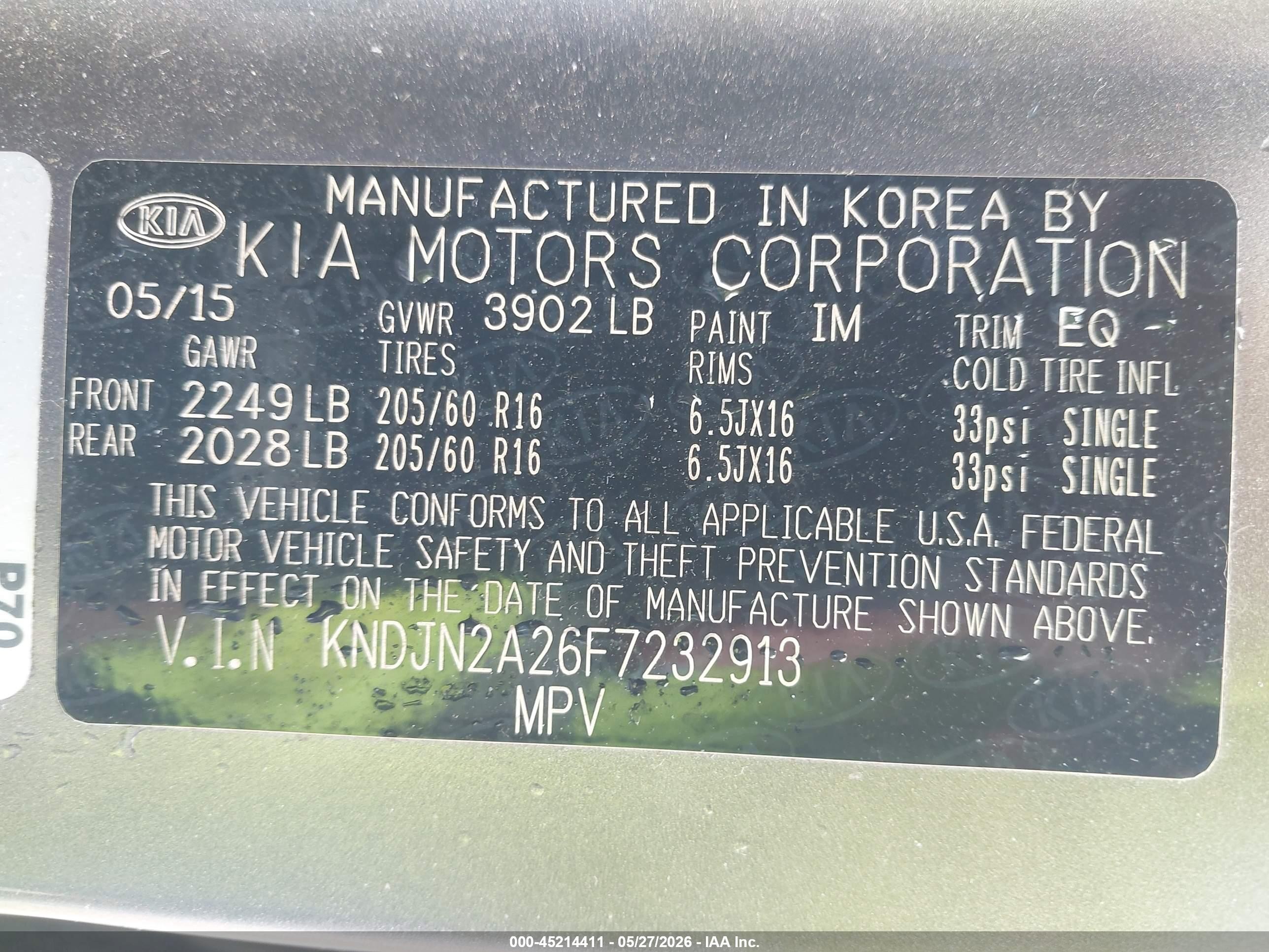 2015 Kia Soul   Gray vin: KNDJN2A26F7232913