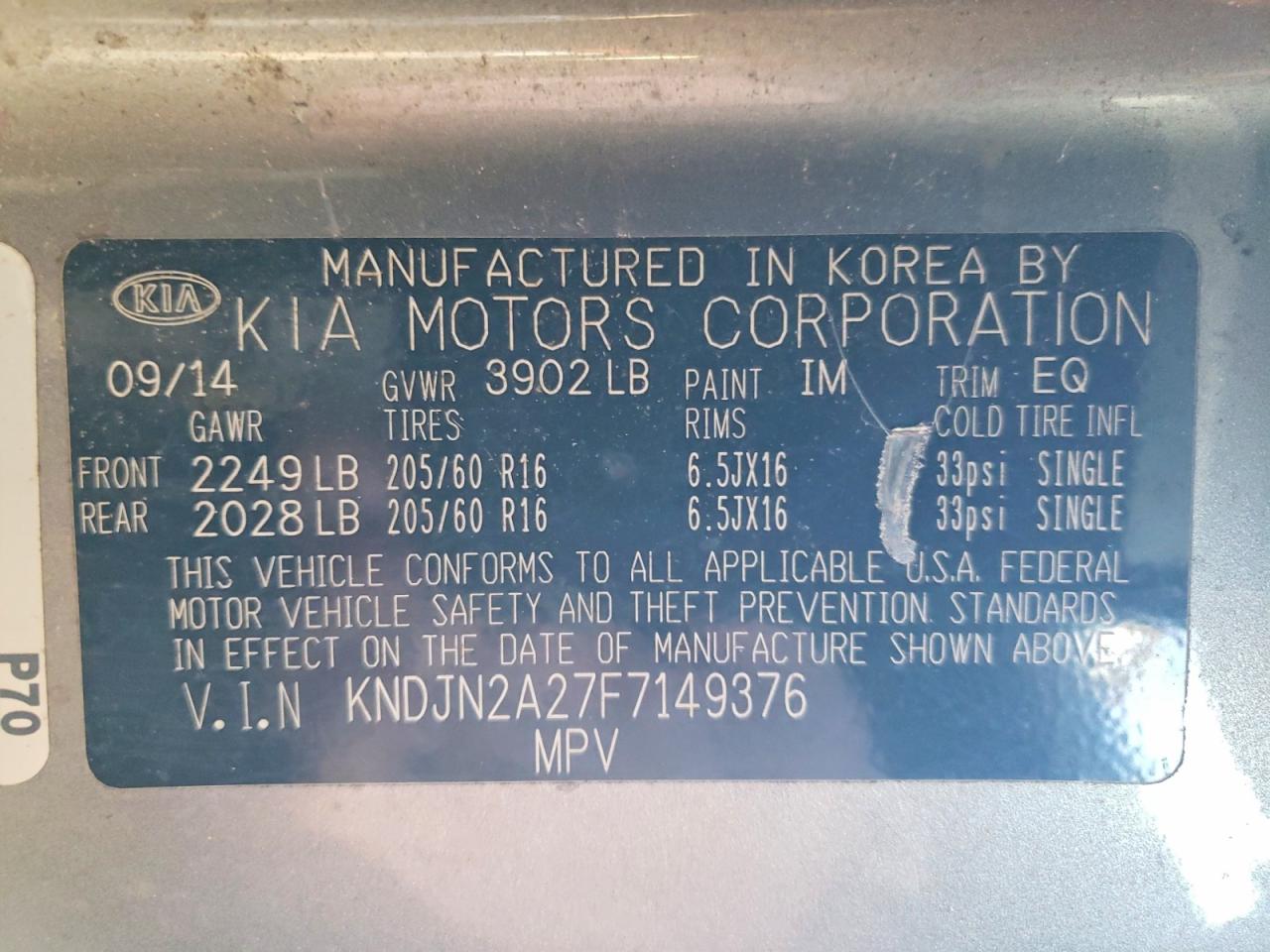 2015 Kia Soul Base Gray vin: KNDJN2A27F7149376