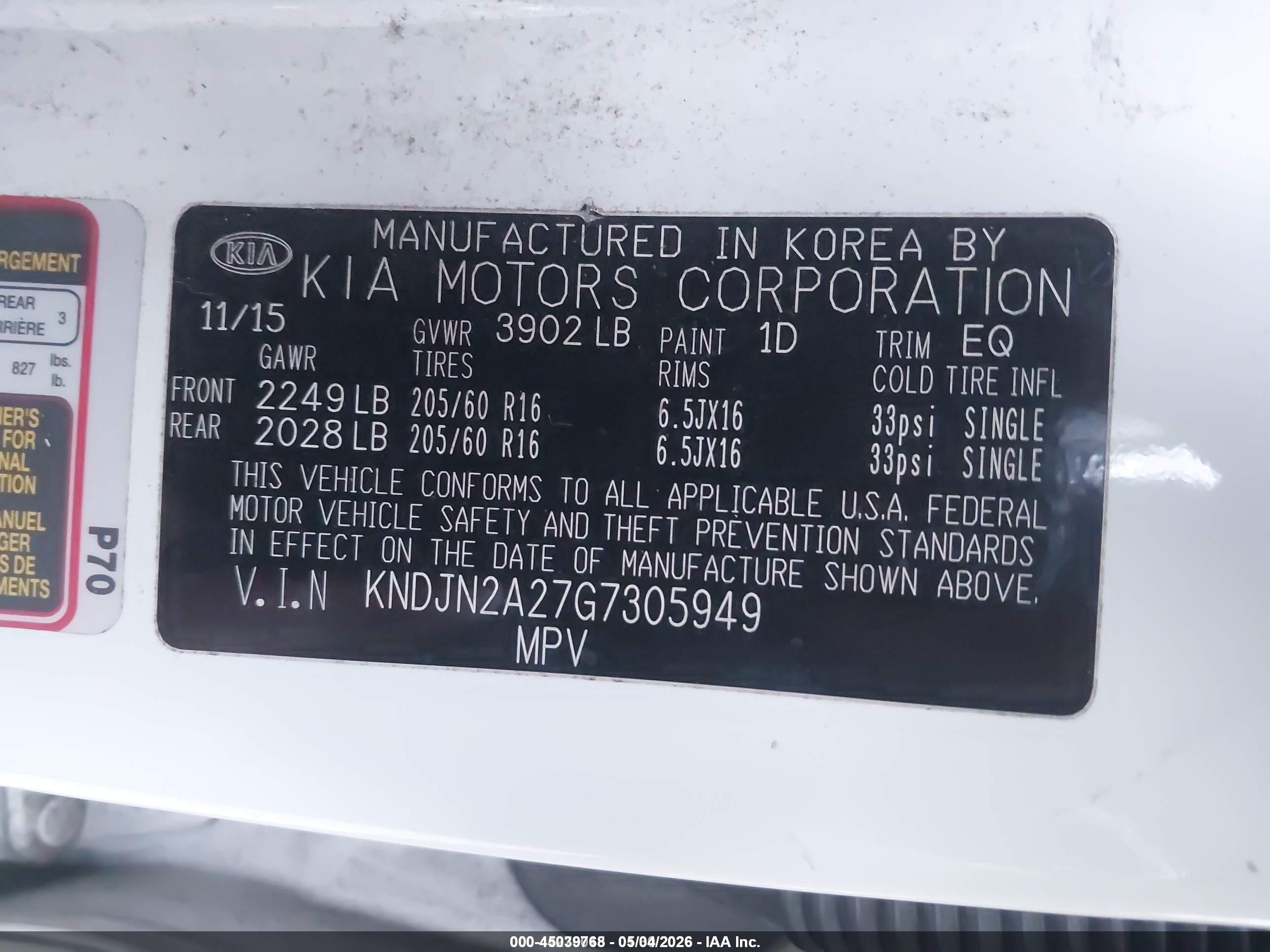 2016 Kia Soul   White vin: KNDJN2A27G7305949