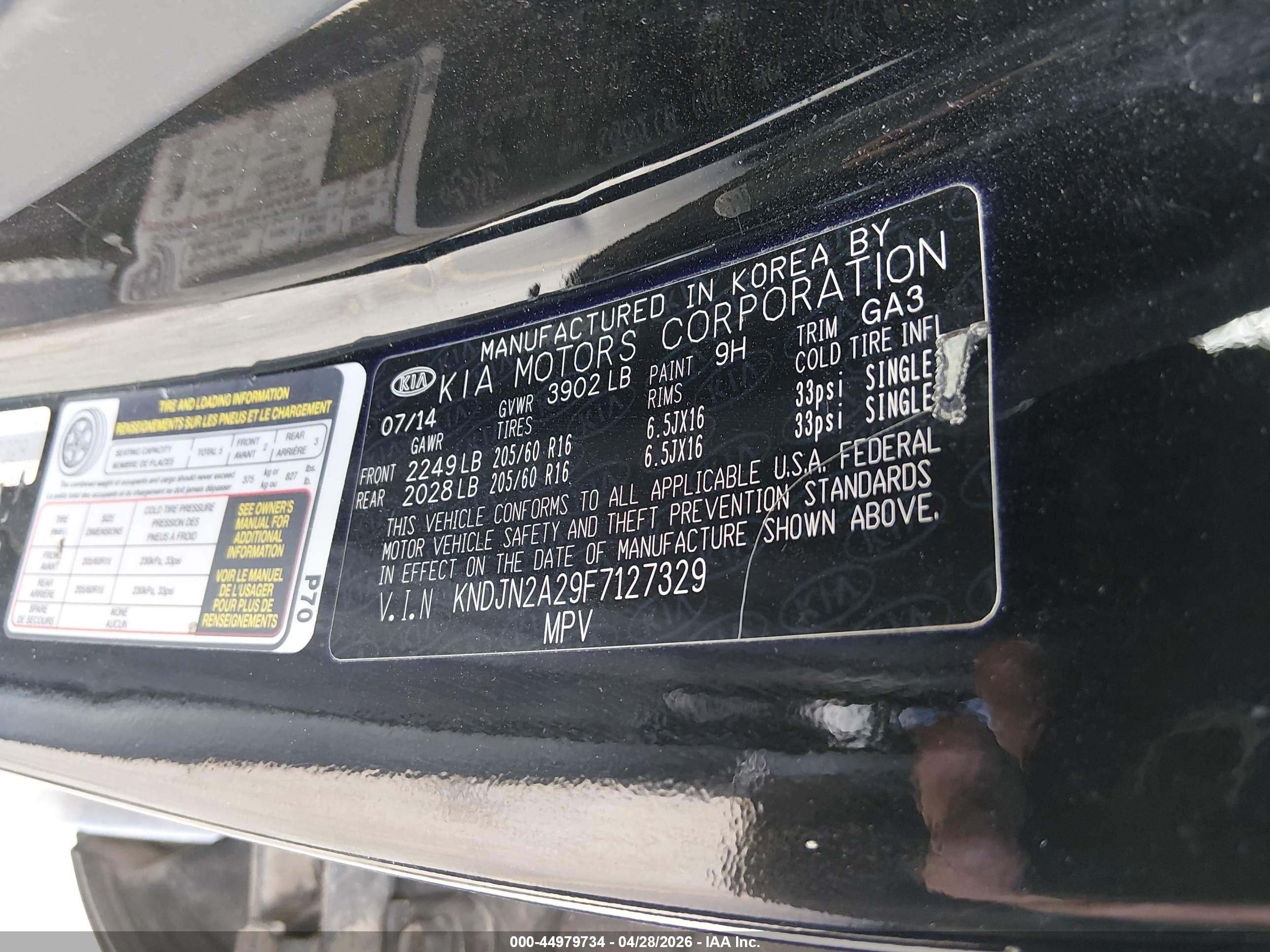 2015 Kia Soul   Black vin: KNDJN2A29F7127329