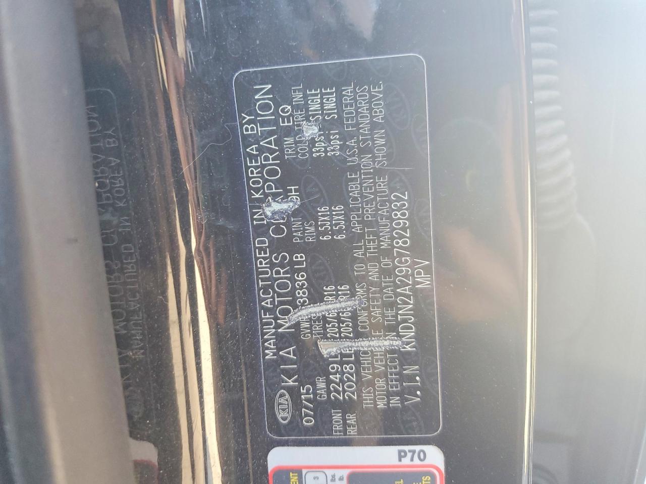 2016 Kia Soul Base Black vin: KNDJN2A29G7829832