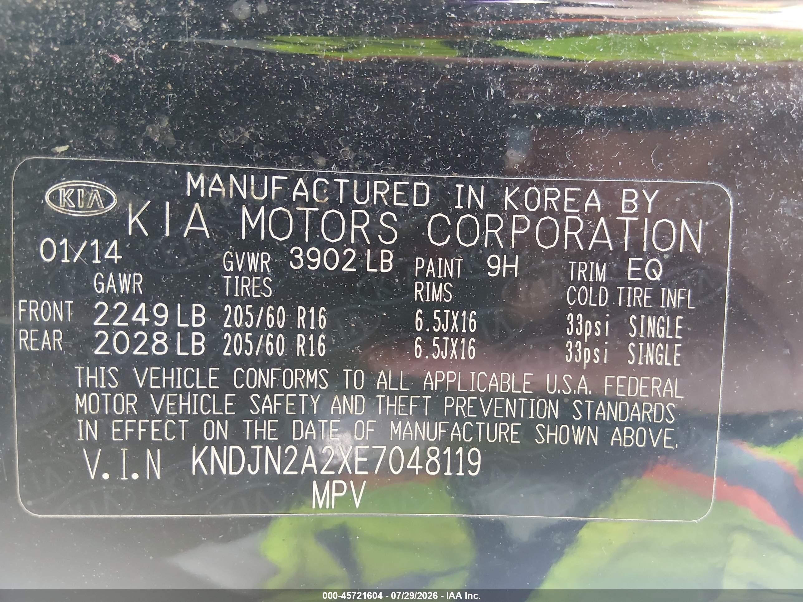 2014 Kia Soul   Black vin: KNDJN2A2XE7048119