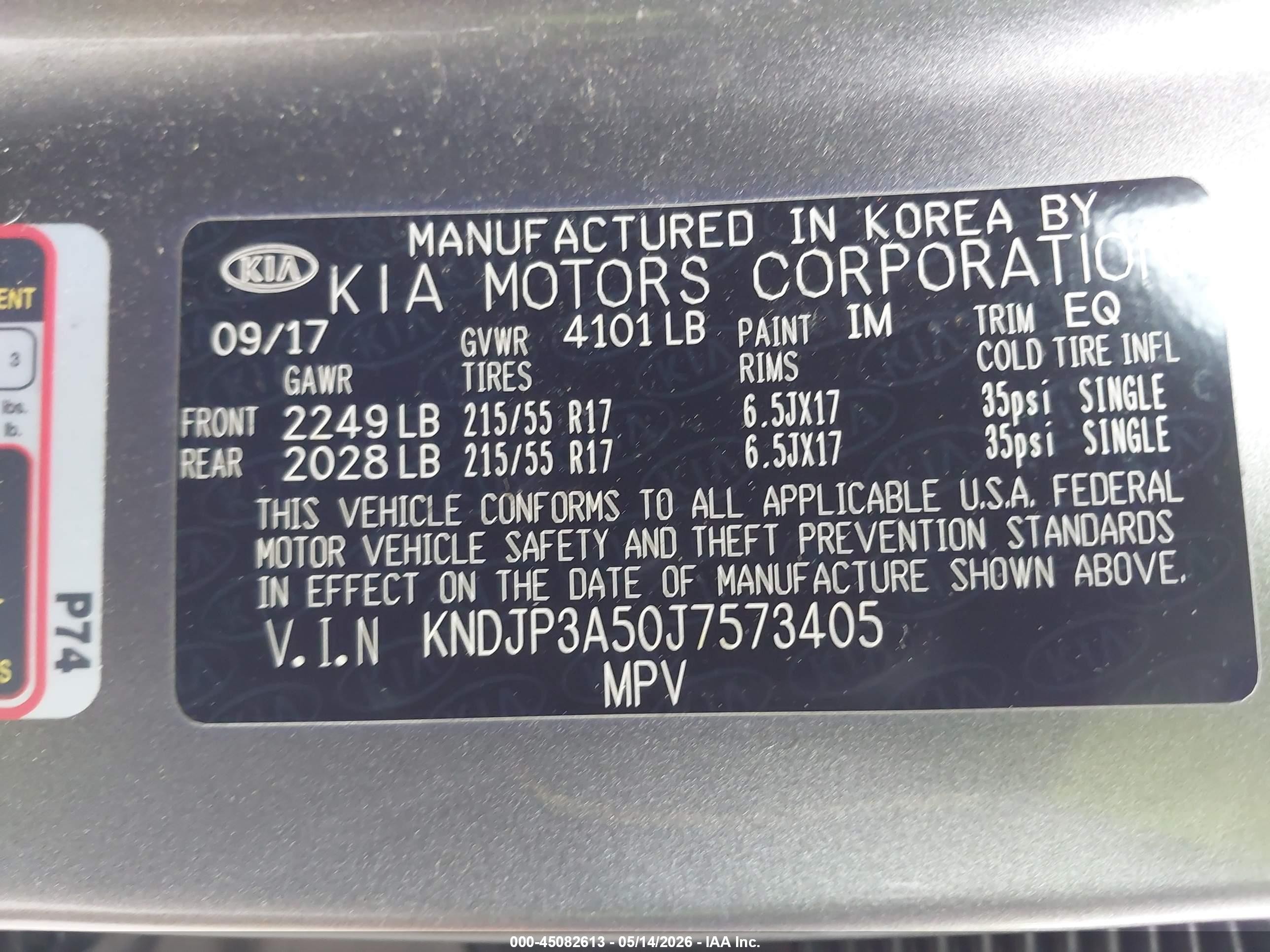 2018 Kia Soul + Tan vin: KNDJP3A50J7573405