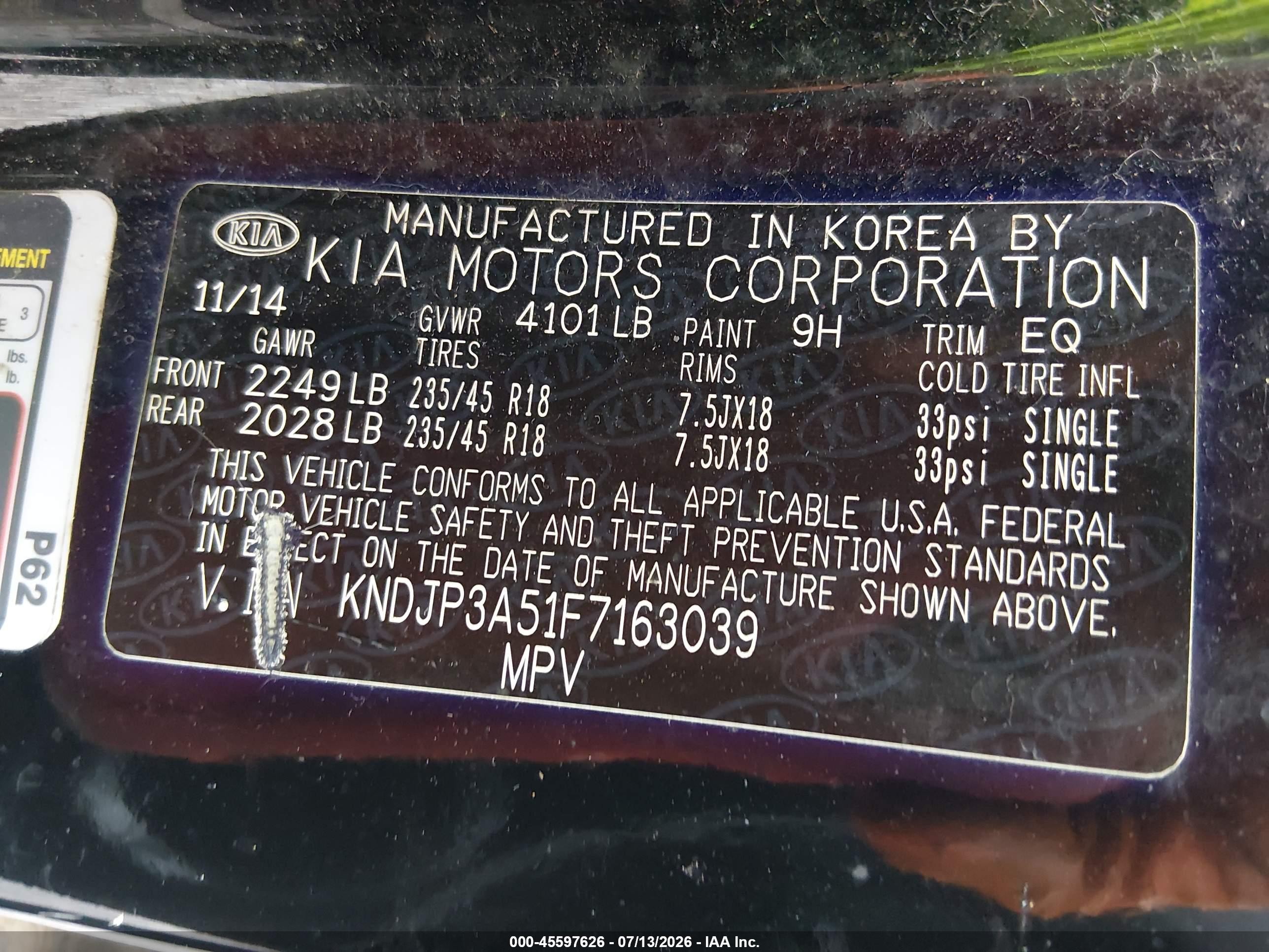 2015 Kia Soul + Black vin: KNDJP3A51F7163039