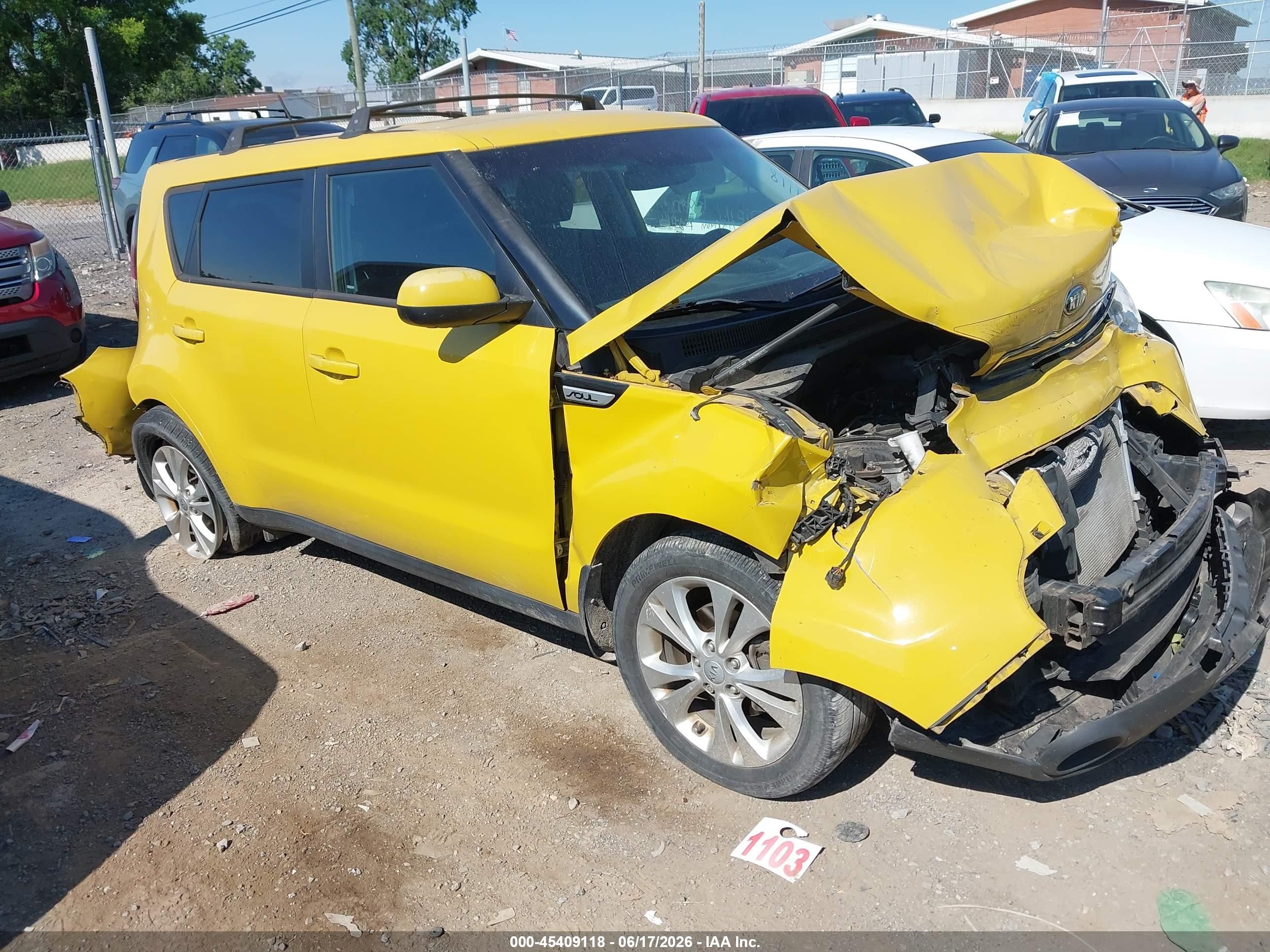 2015 Kia Soul + Yellow vin: KNDJP3A51F7207573