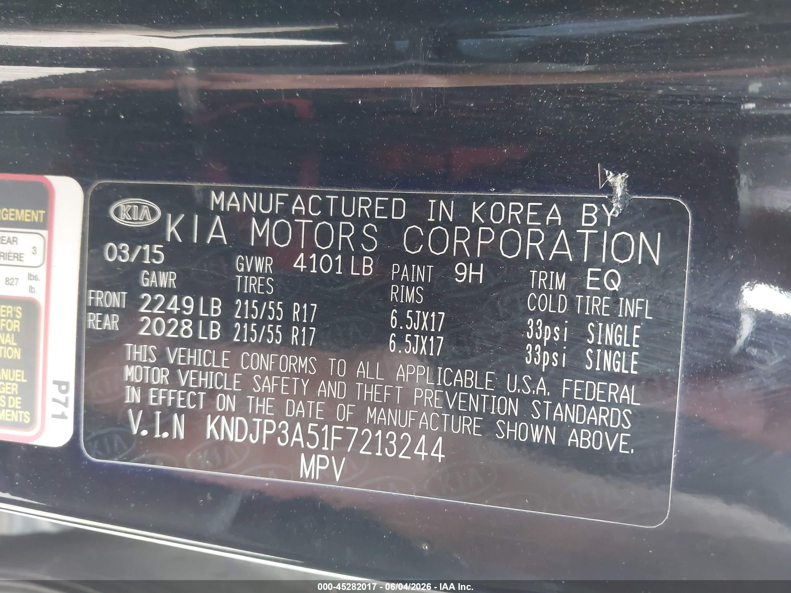 2015 Kia Soul + Black vin: KNDJP3A51F7213244