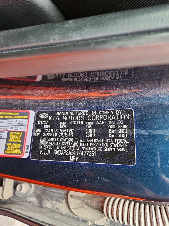 2017 Kia Soul + Blue vin: KNDJP3A51H7477261