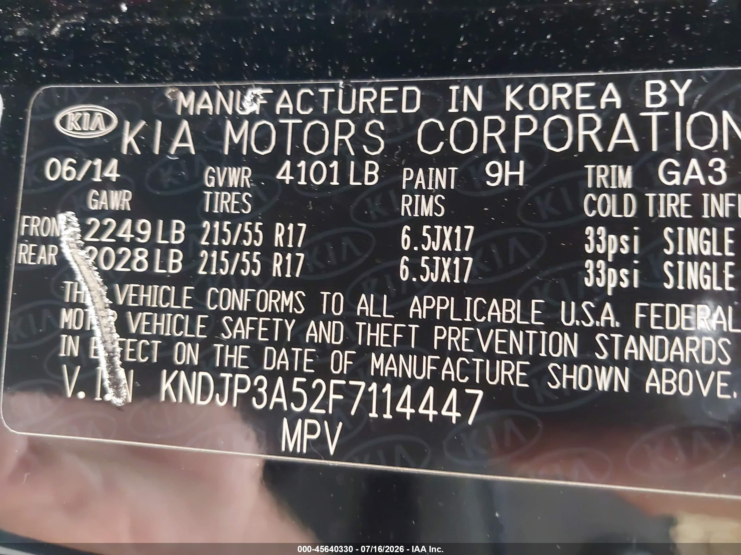 2015 Kia Soul + Black vin: KNDJP3A52F7114447