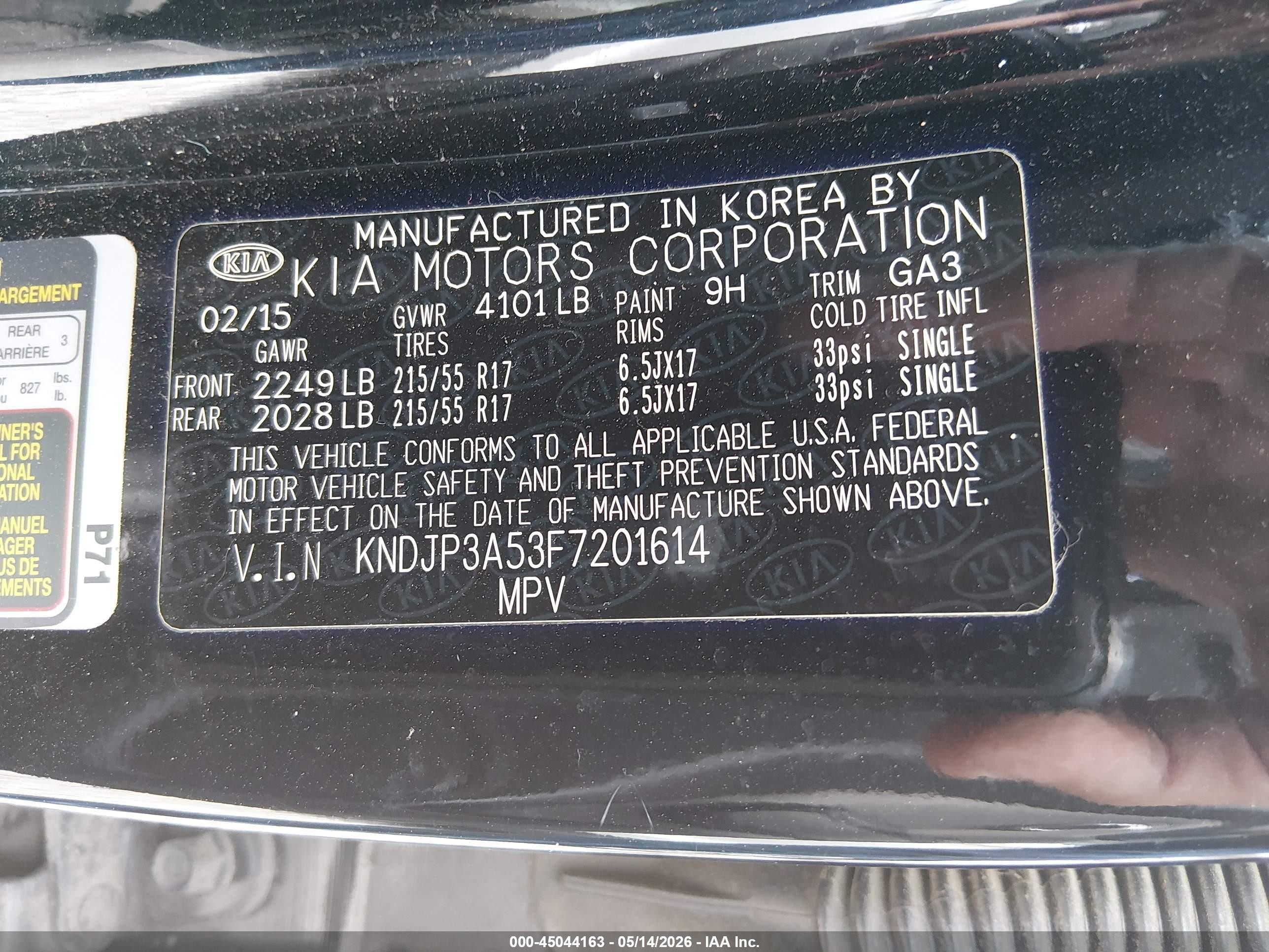 2015 Kia Soul + Black vin: KNDJP3A53F7201614