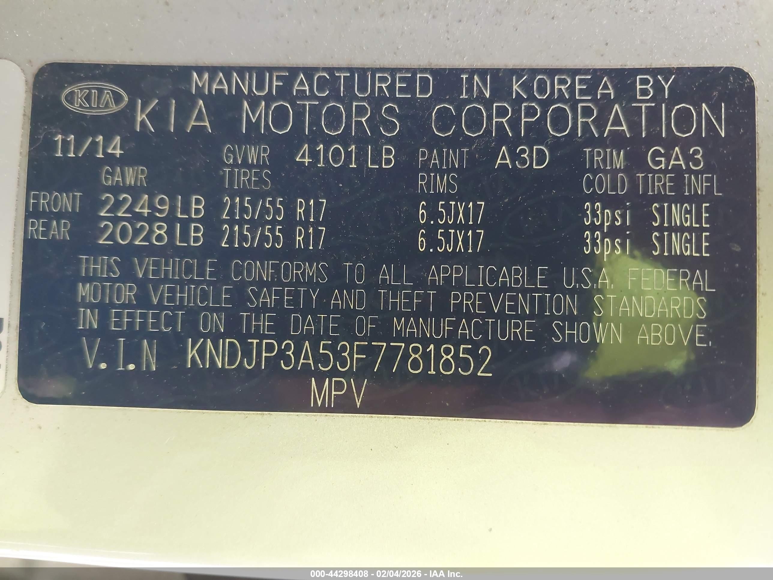 2015 Kia Soul + Серебряный vin: KNDJP3A53F7781852