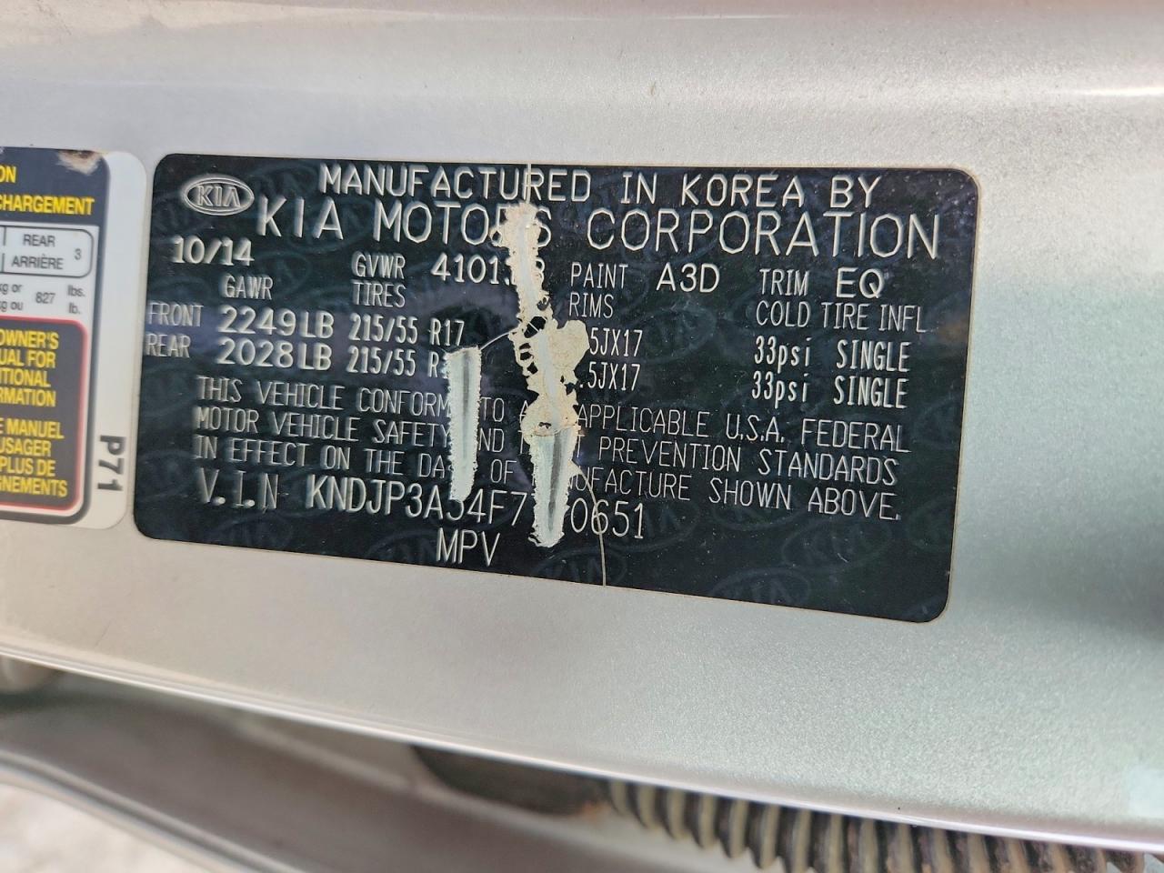 2015 Kia Soul + Silver vin: KNDJP3A54F7770651