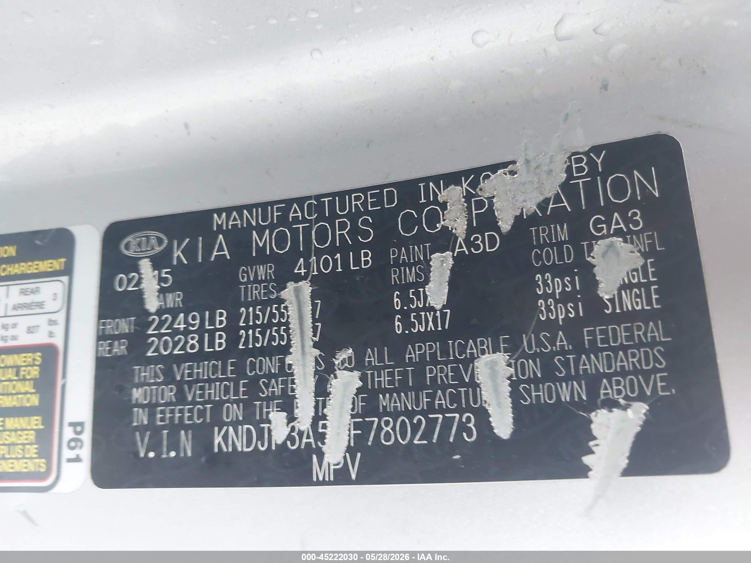 2015 Kia Soul + Silver vin: KNDJP3A54F7802773