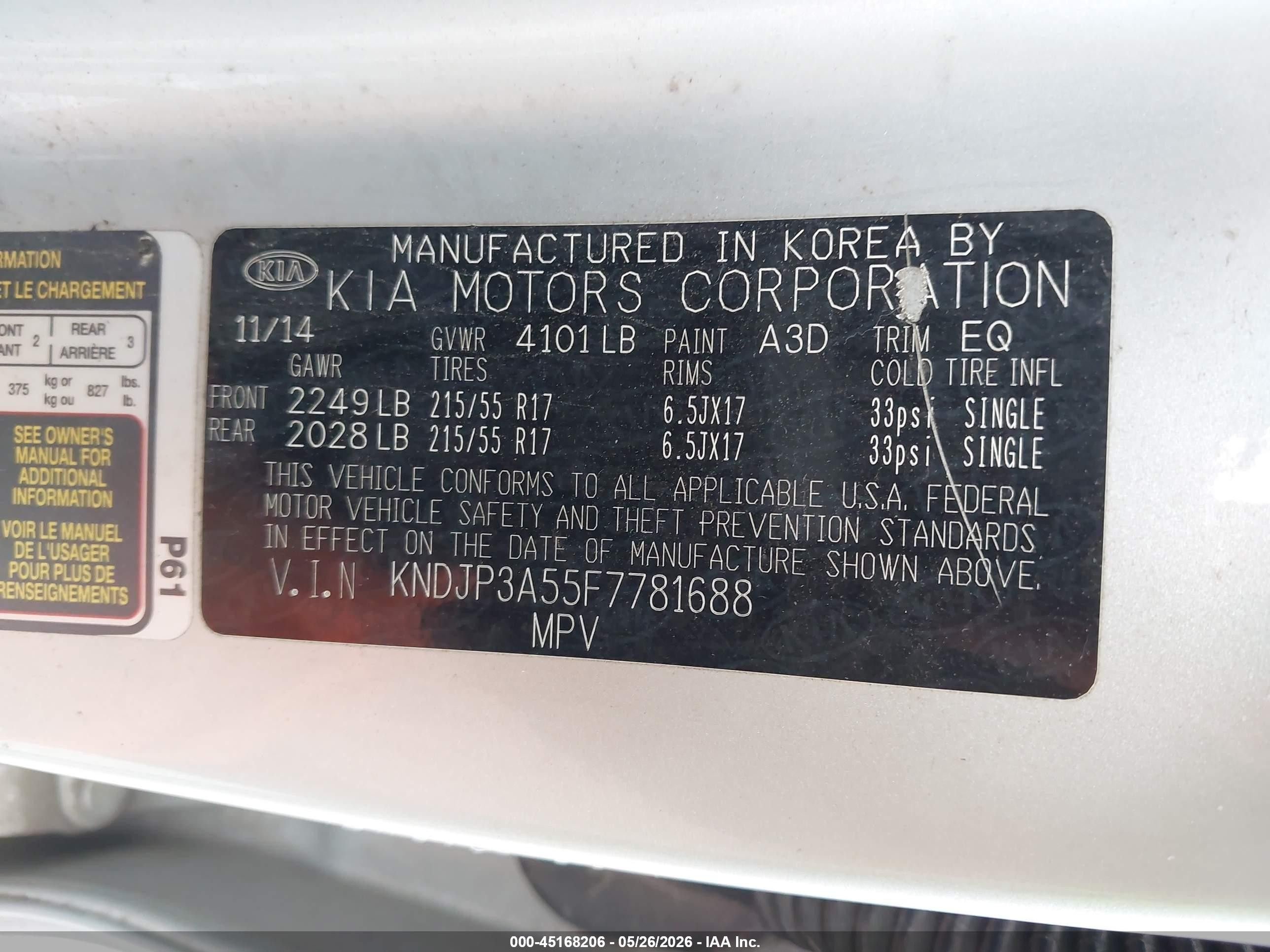 2015 Kia Soul + Silver vin: KNDJP3A55F7781688