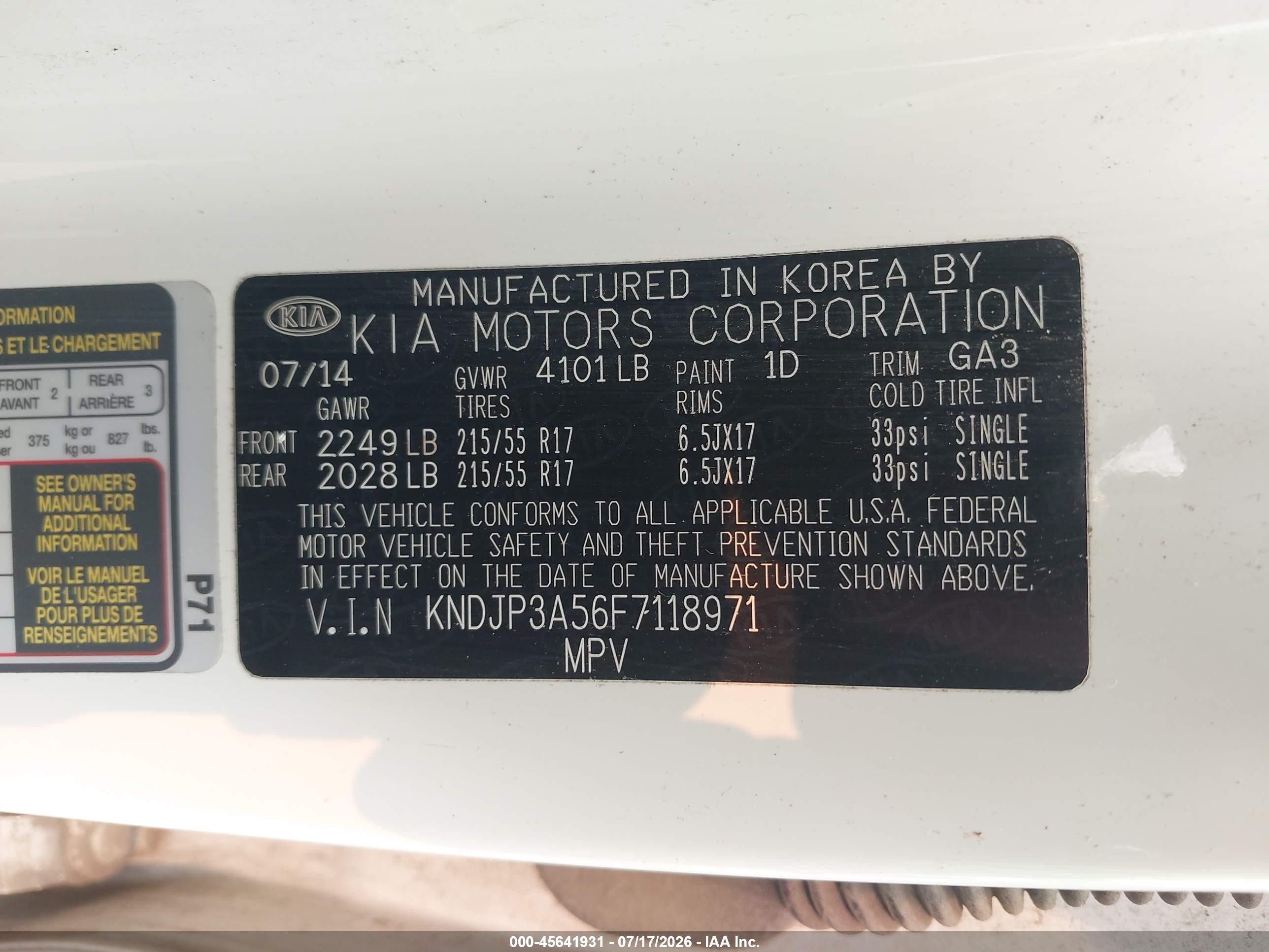 2015 Kia Soul + White vin: KNDJP3A56F7118971