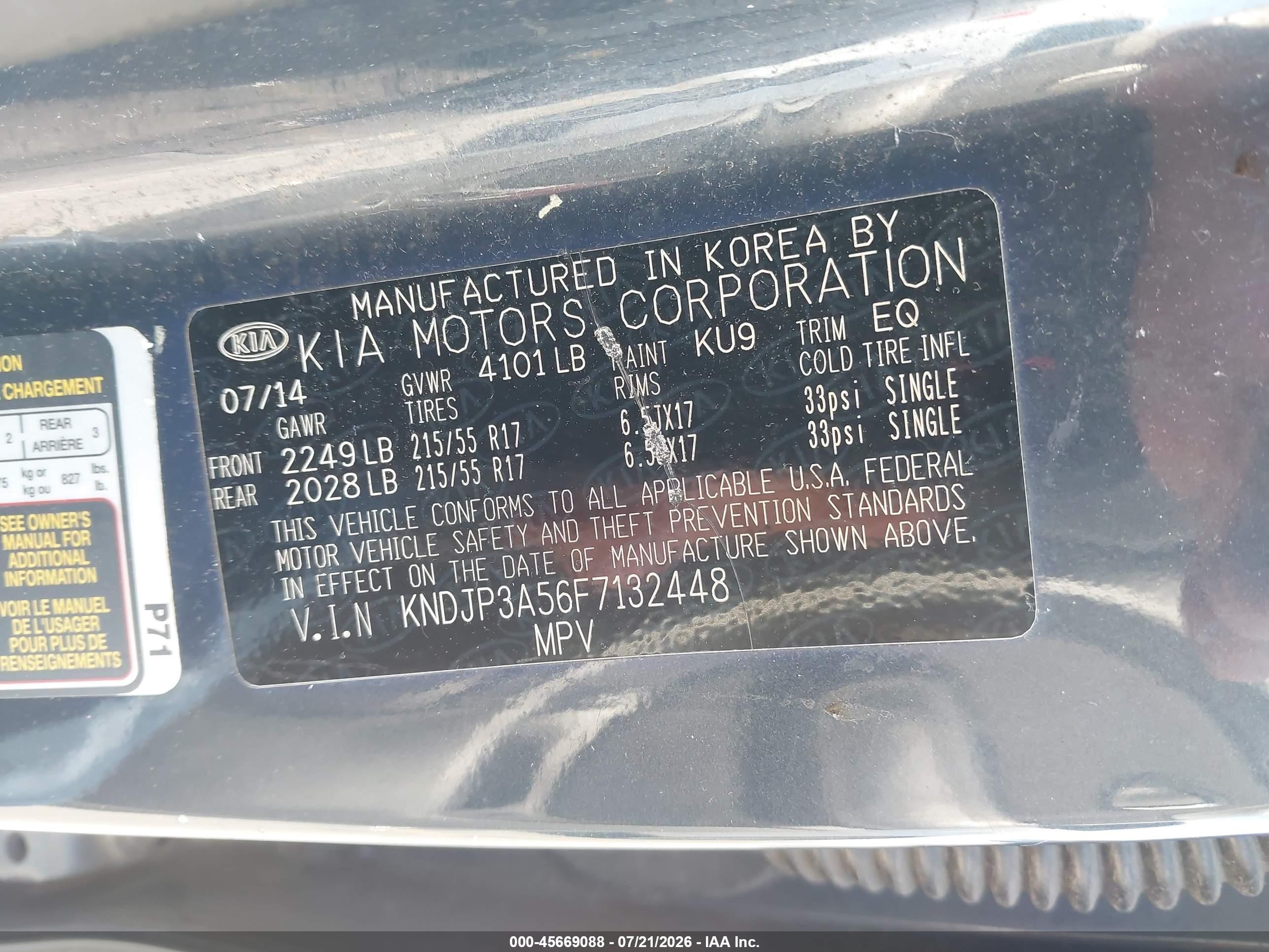 2015 Kia Soul + Black vin: KNDJP3A56F7132448
