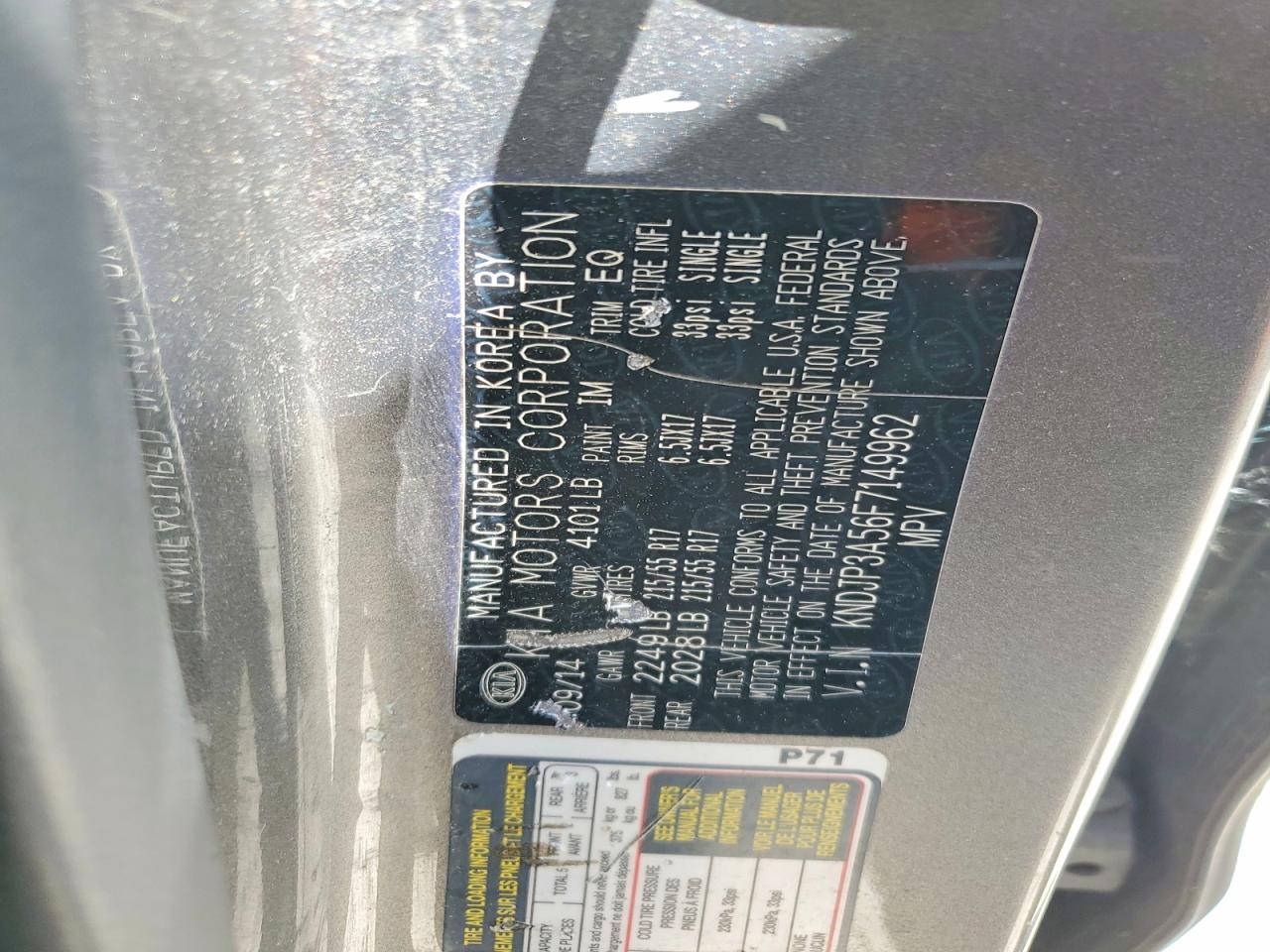 2015 Kia Soul Silver vin: KNDJP3A56F7149962
