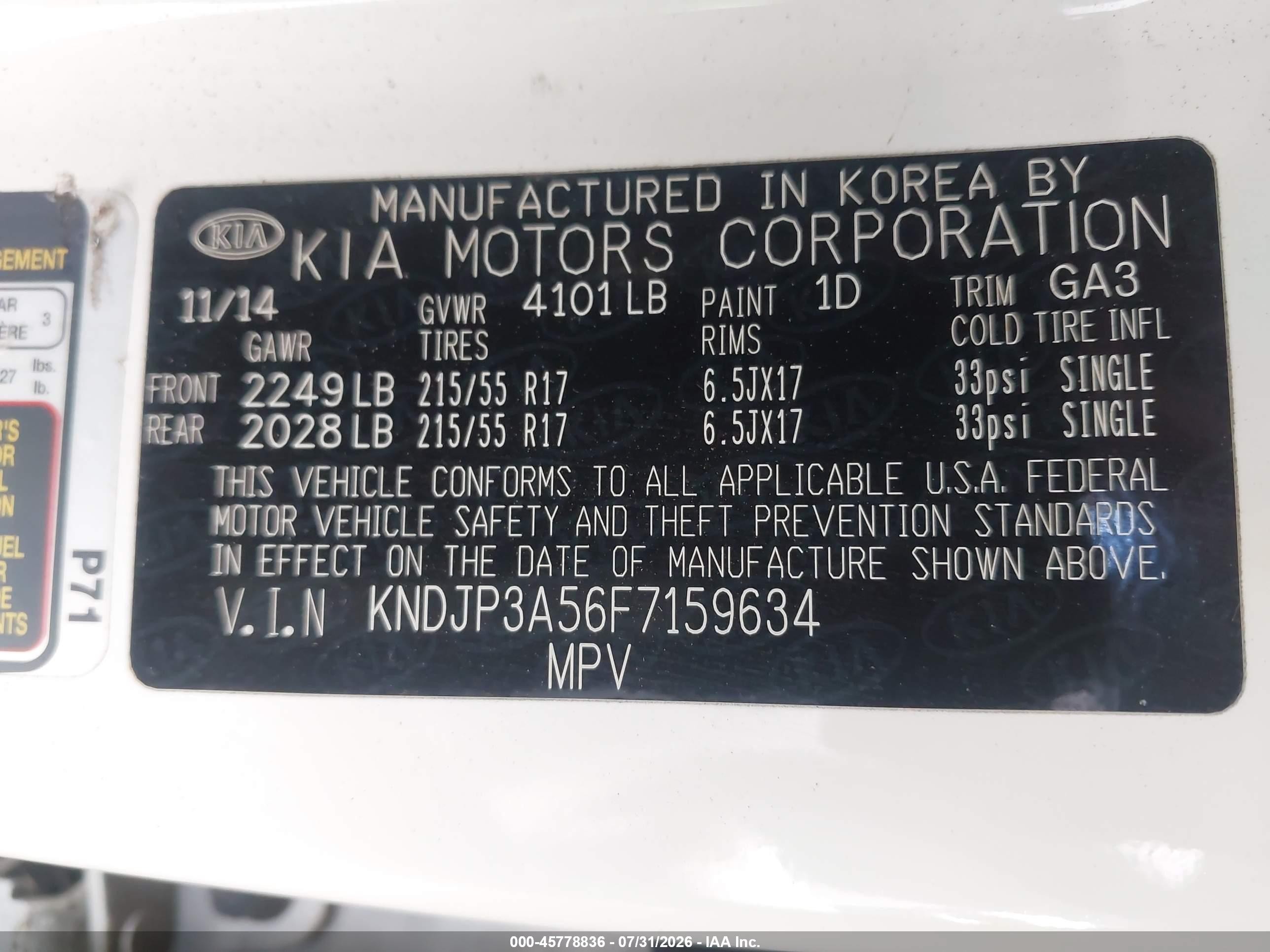 2015 Kia Soul + White vin: KNDJP3A56F7159634