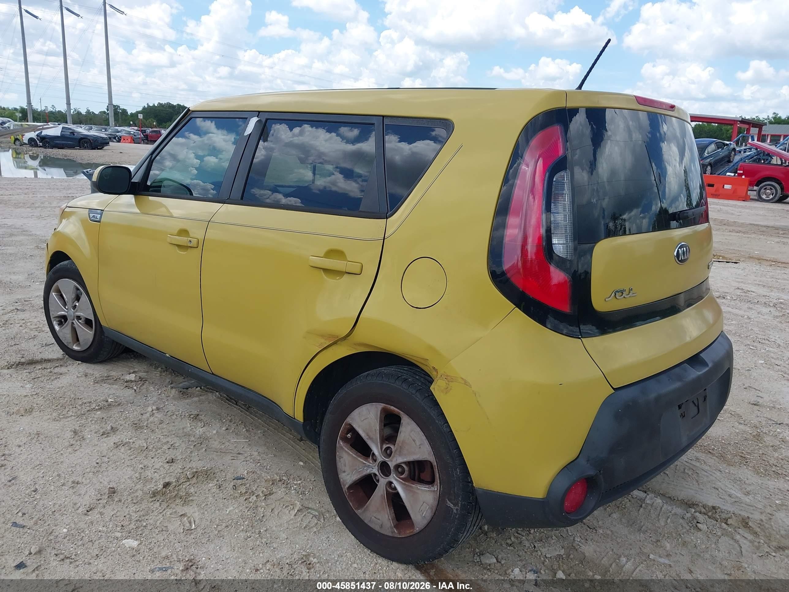 2015 Kia Soul + Желтый vin: KNDJP3A57F7192075